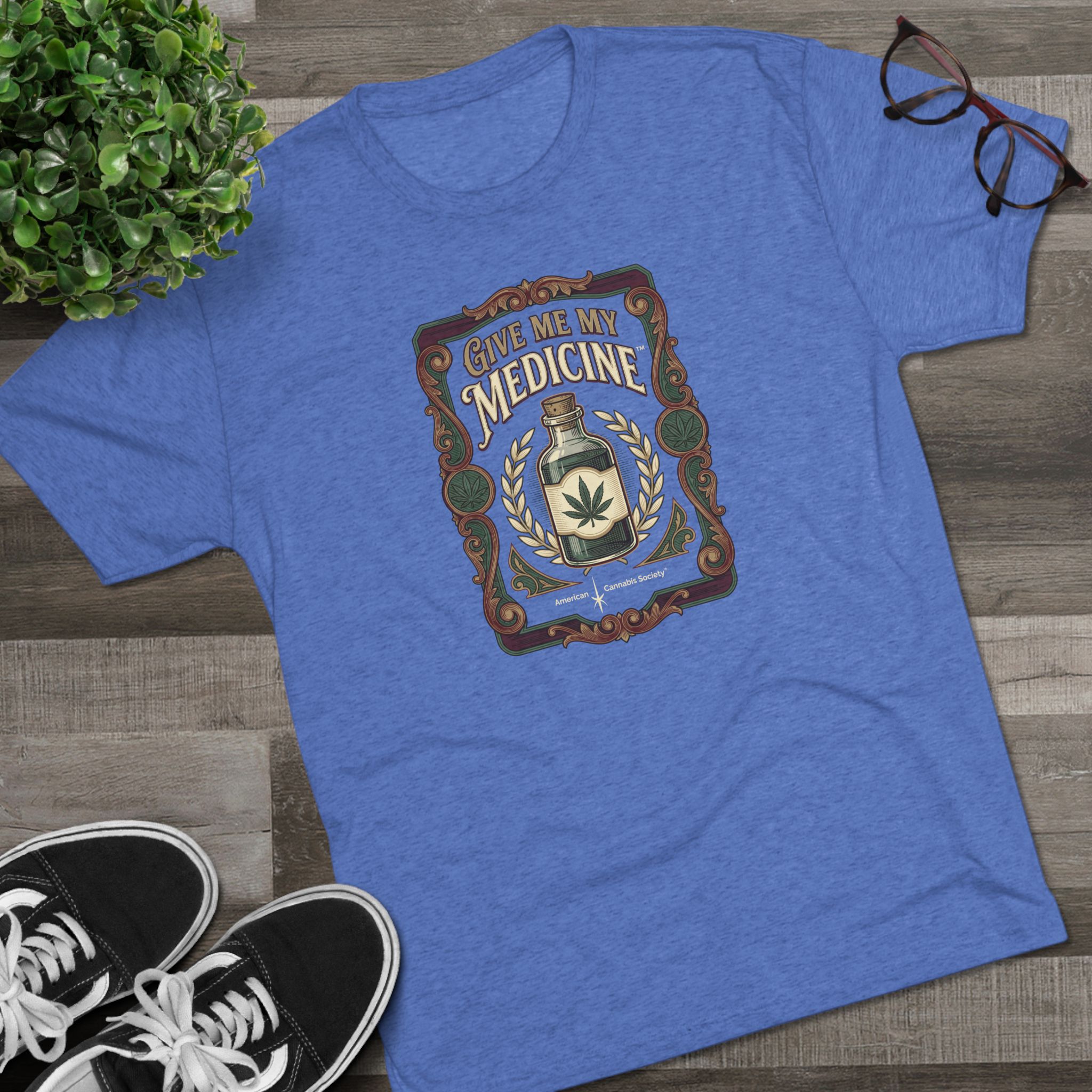 Give Me My Medicine™ Unisex Tri-Blend Crew Tee – Tri-Blend Vintage Royal – view 3