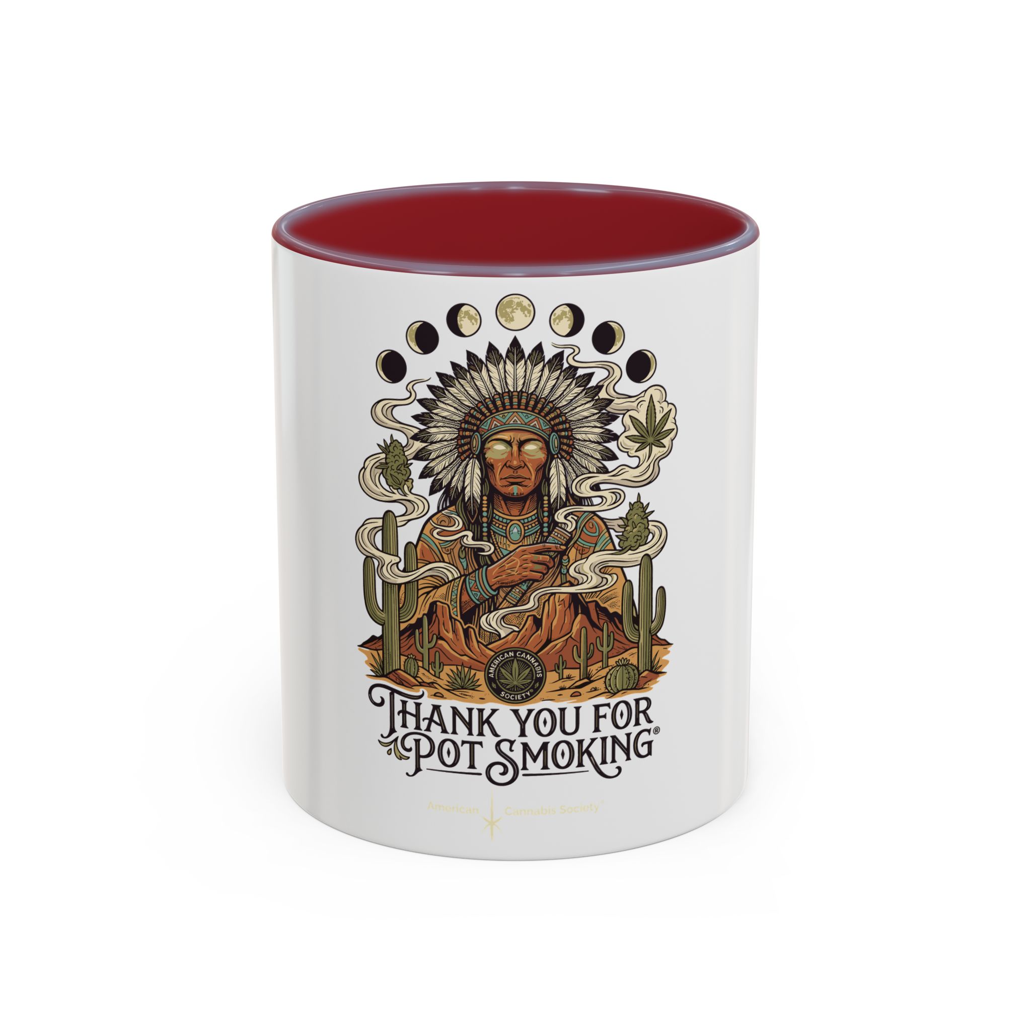 Thank You For Pot Smoking® Colored Interior Coffee Mug – Maroon