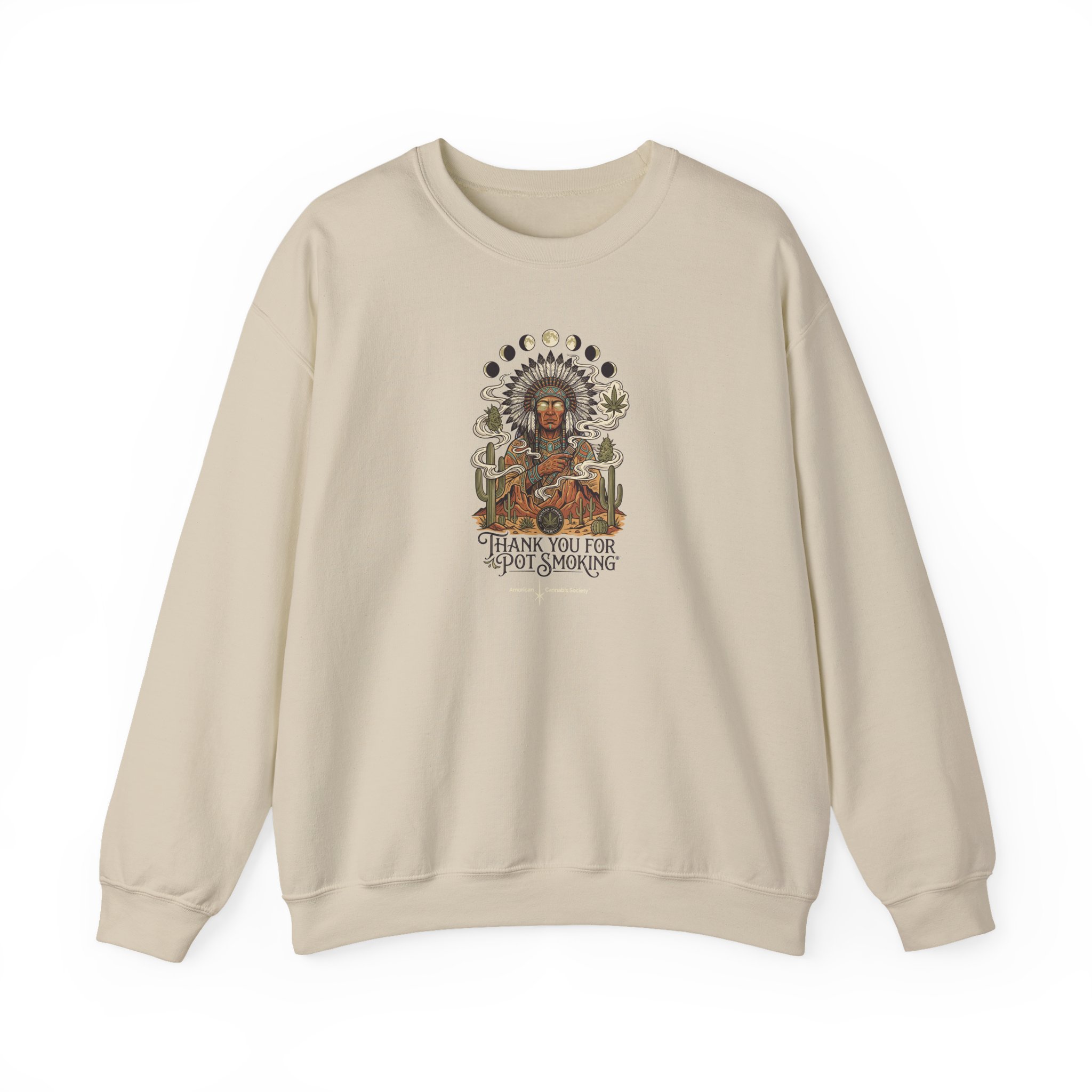 Thank You For Pot Smoking® Desert Chief Unisex Heavyweight Blend Crewneck – Sand