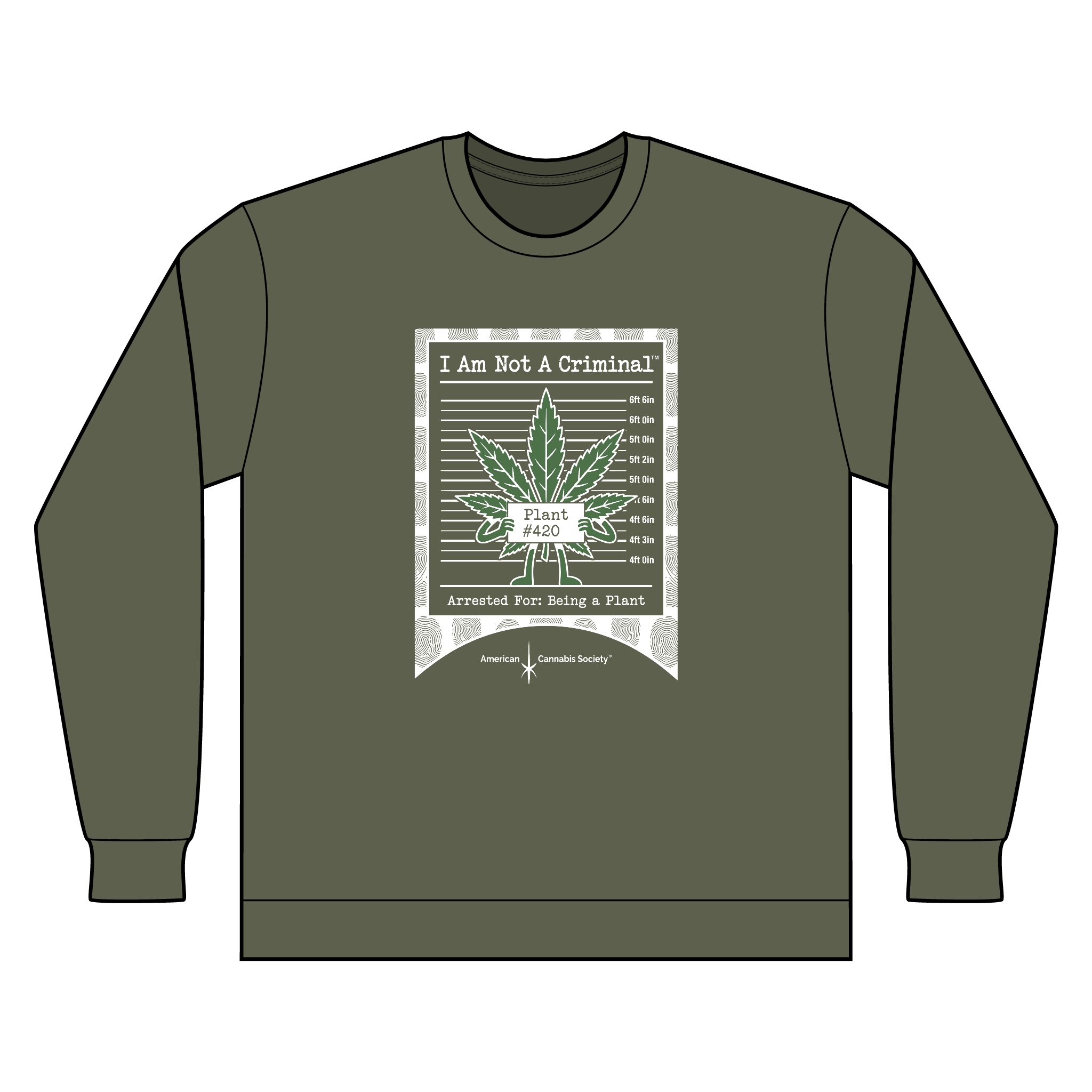 I Am Not A Criminal™ Plant Mugshot Crewneck Sweatshirt — American Cannabis Society® - Image 2