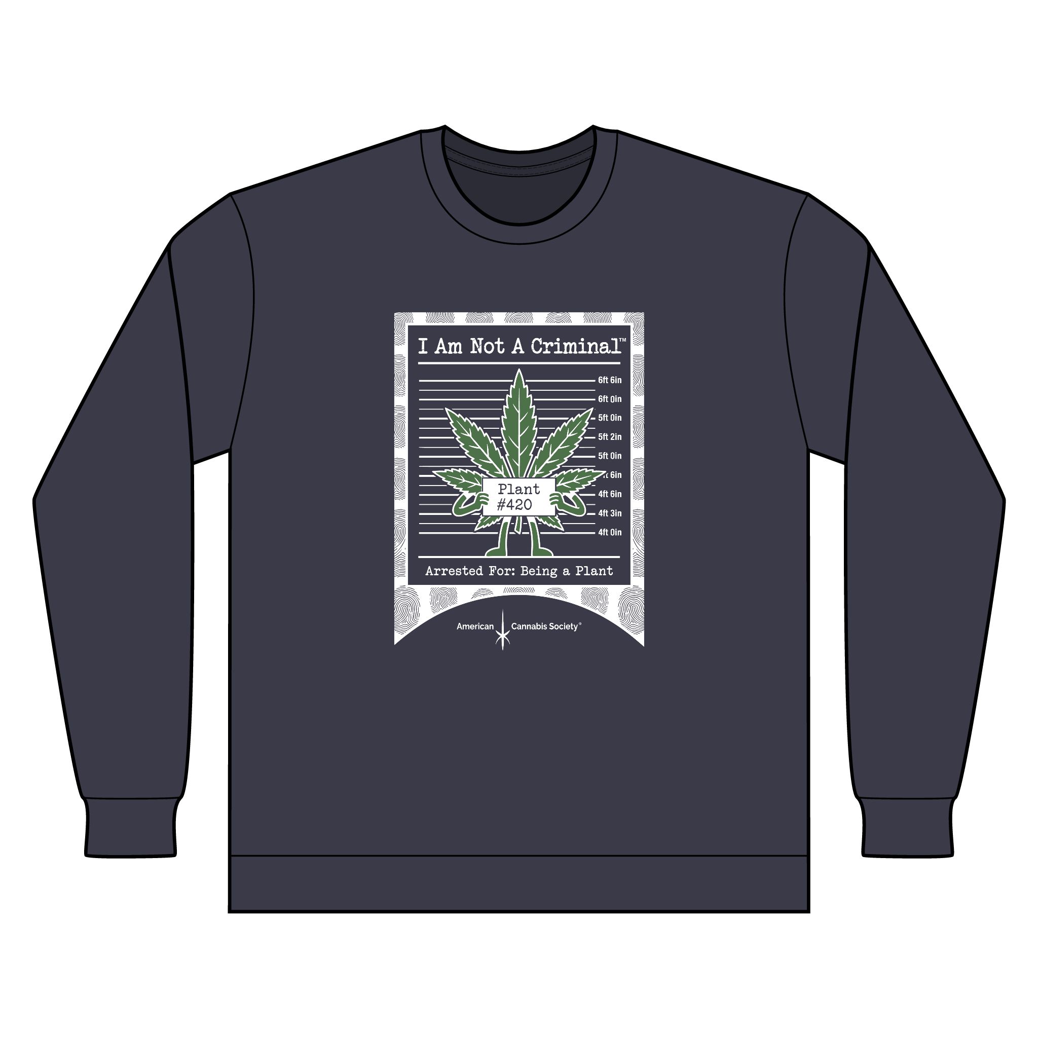 I Am Not A Criminal™ Plant Mugshot Crewneck Sweatshirt — American Cannabis Society® - Image 3