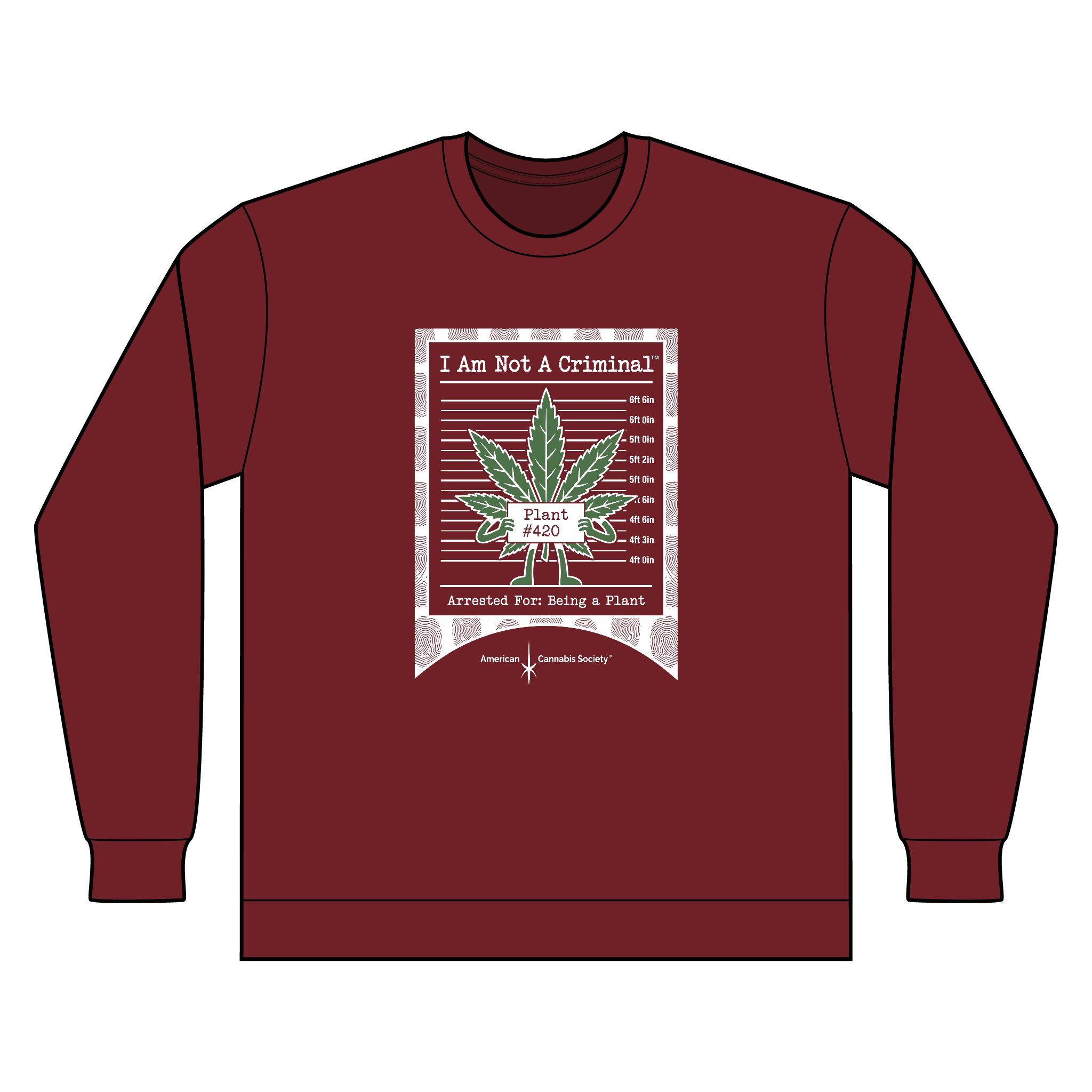 I Am Not A Criminal™ Plant Mugshot Crewneck Sweatshirt — American Cannabis Society®