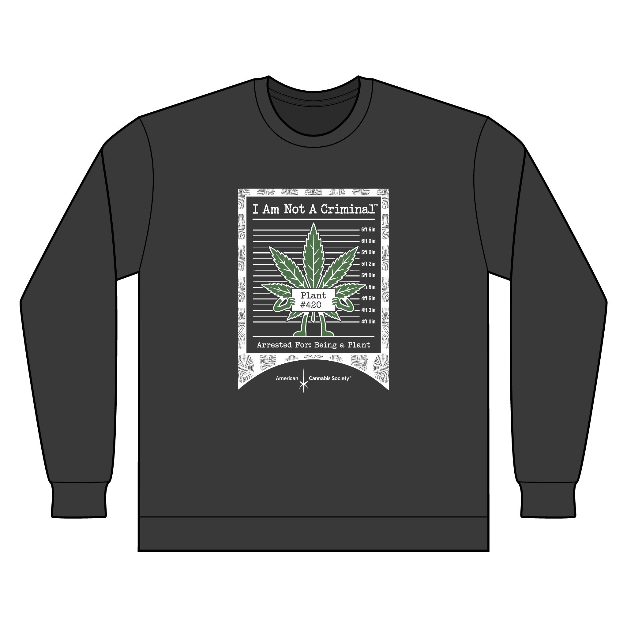 I Am Not A Criminal™ Plant Mugshot Crewneck Sweatshirt — American Cannabis Society® - Image 4