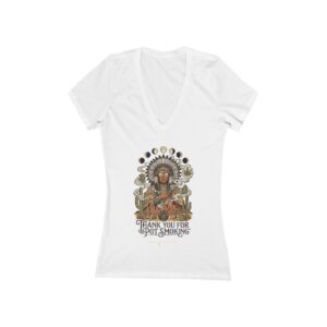 Thank You For Pot Smoking® Desert Chief Women's Deep V-Neck Tee – White