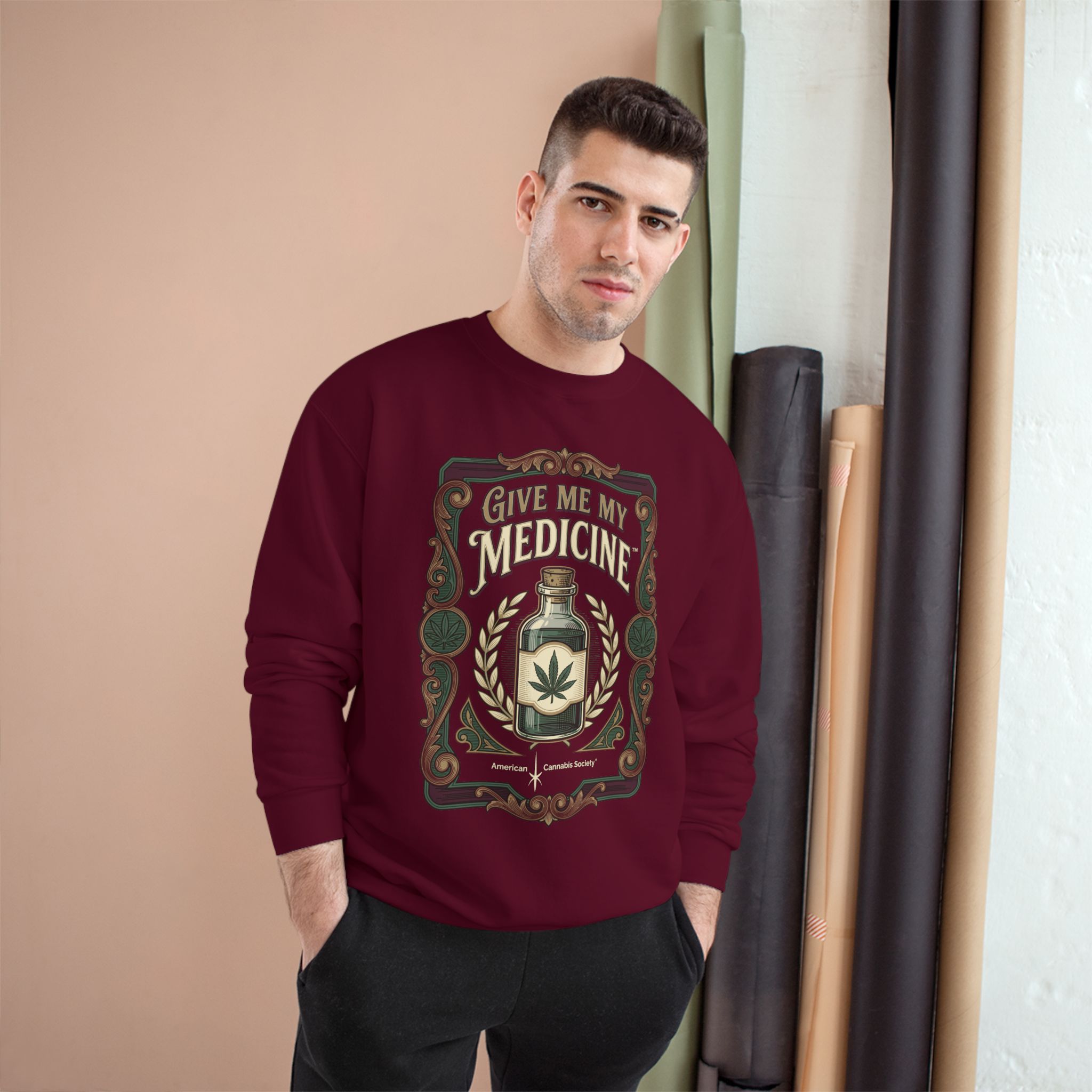 Give Me My Medicine™ Heavyweight Crewneck Sweatshirt – Maroon, view 3