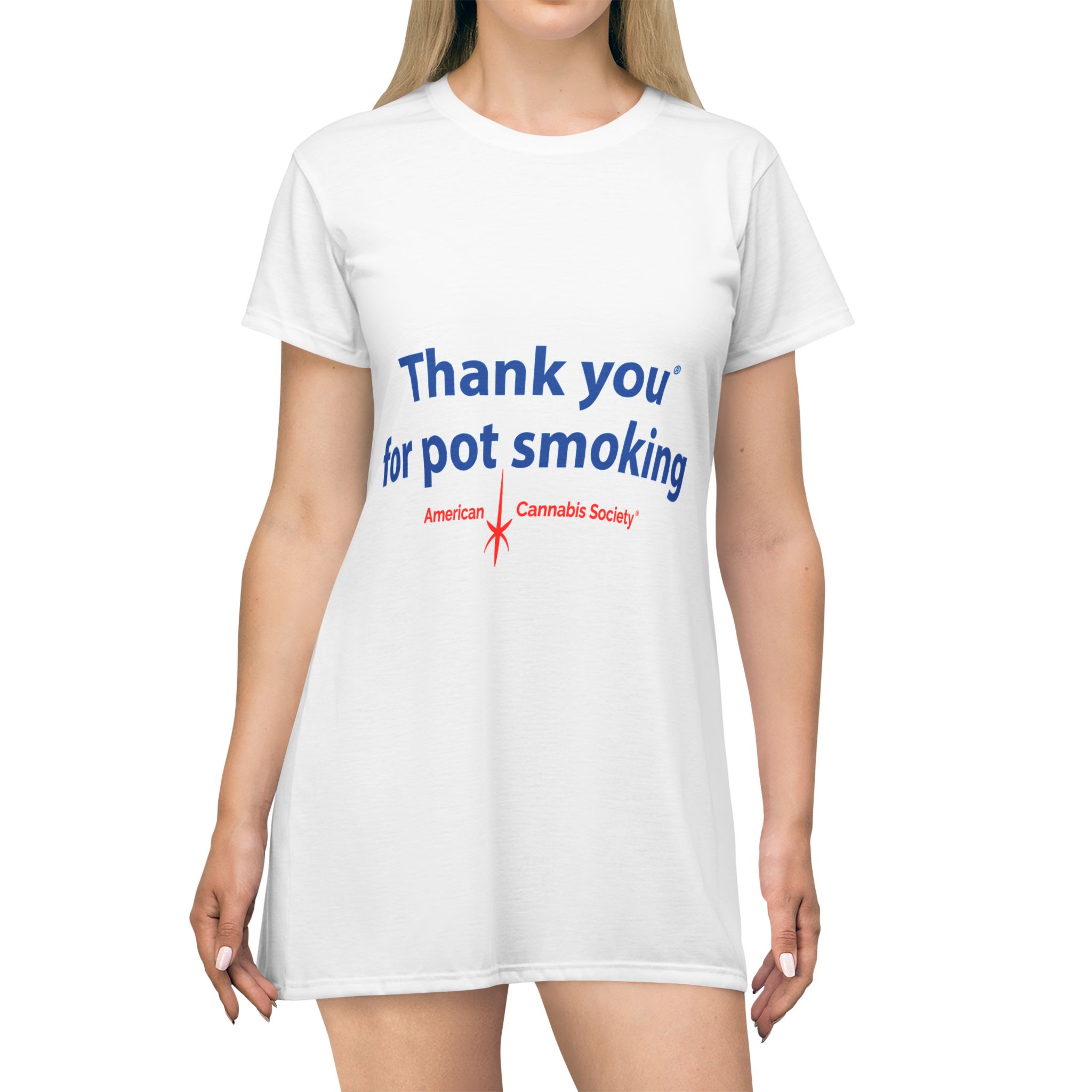 Thank You For Pot Smoking® T-Shirt Dress — American Cannabis Society® Tee Dress - Image 3