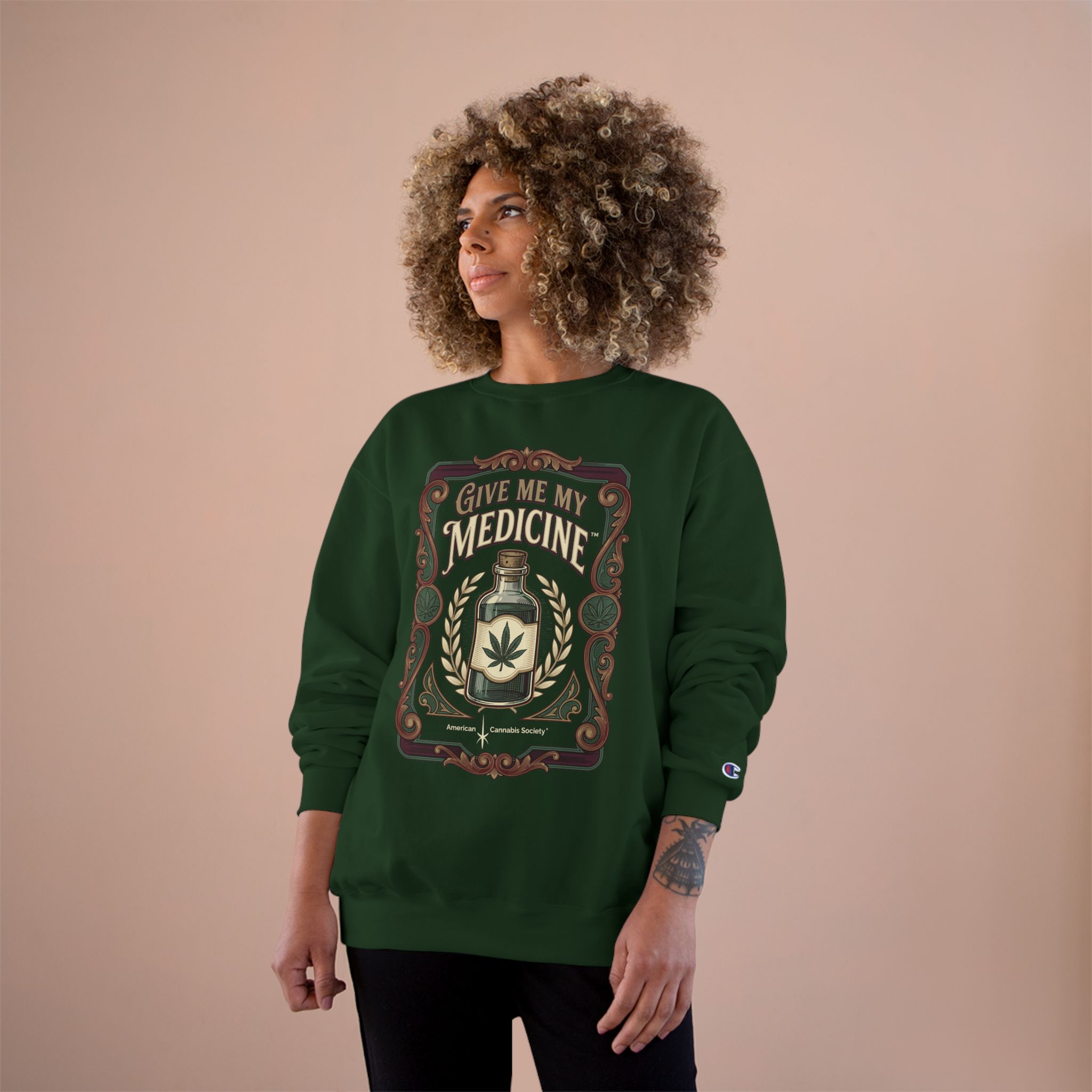 Give Me My Medicine™ Heavyweight Crewneck Sweatshirt – Dark Green, view 4