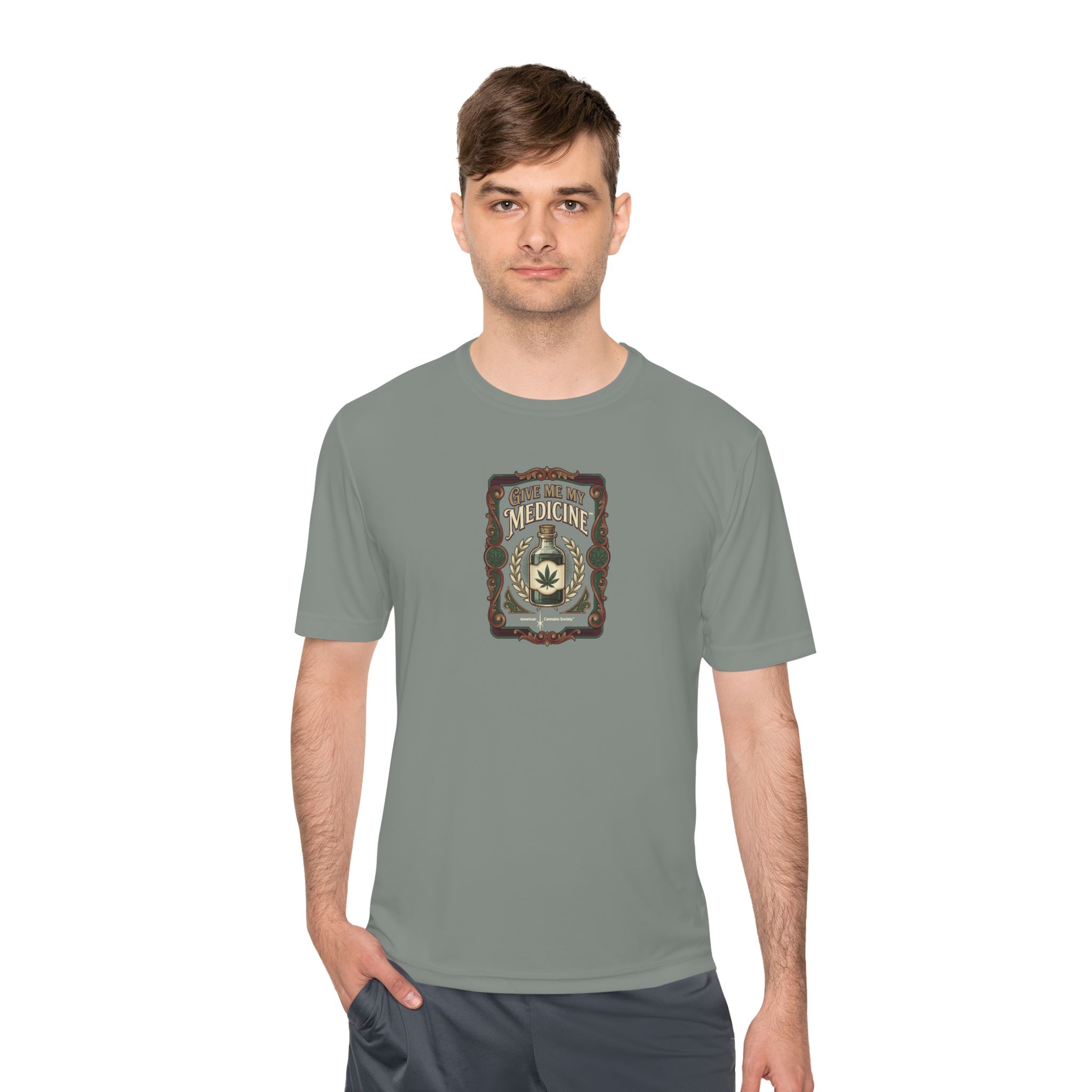Give Me My Medicine Moisture Wicking Tee – Grey Concrete – view 3
