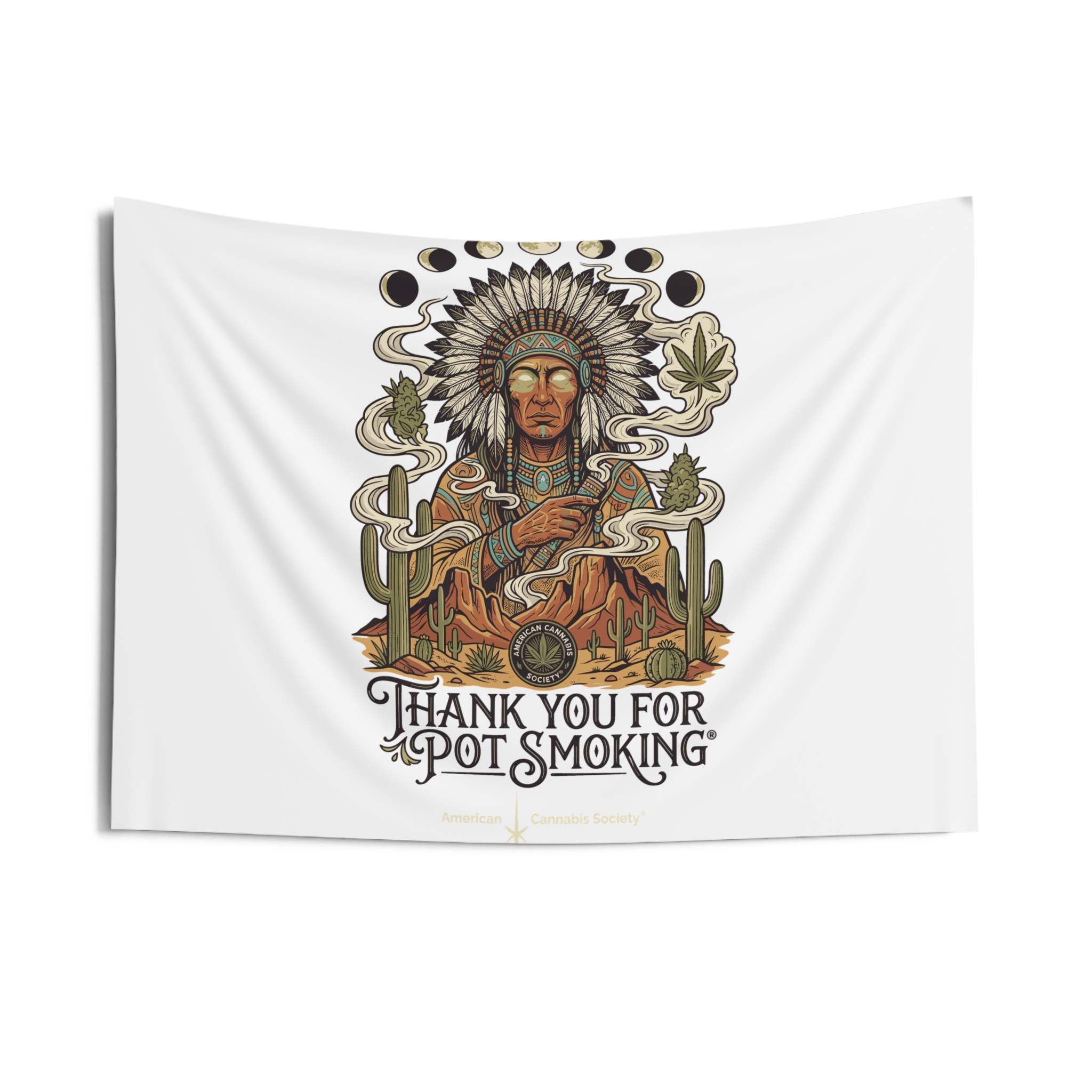 Thank You For Pot Smoking® Desert Chief Indoor Wall Tapestry – 36" × 26"