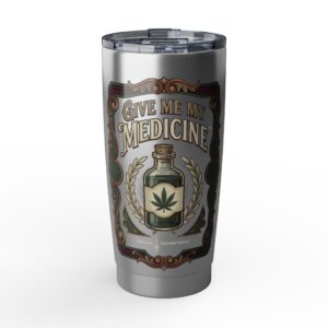 Give Me My Medicine™ 20oz Tumbler with Sliding Lid – Silver