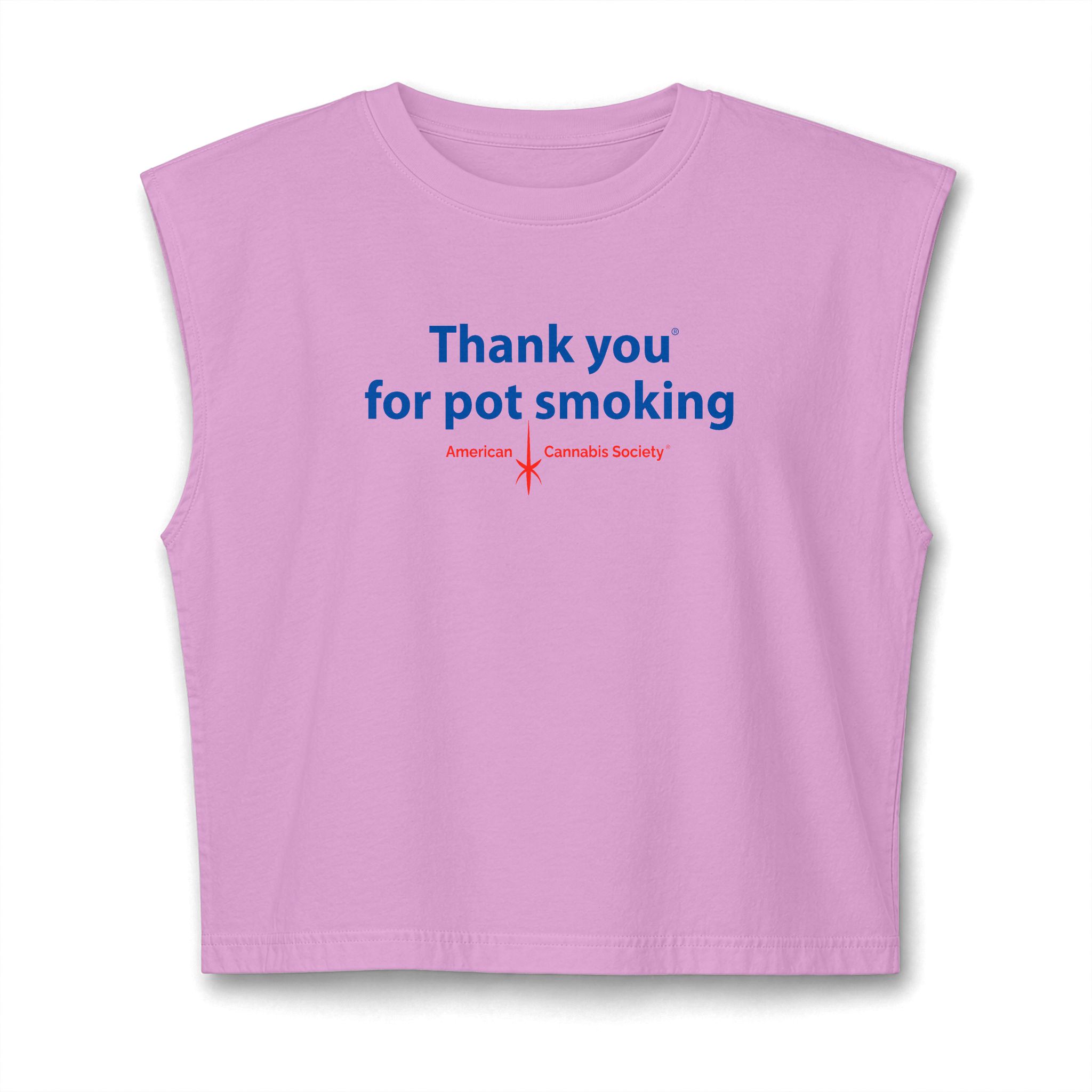 Thank You For Pot Smoking® Women's Garment-Dyed Muscle Tee – Faded Powder Pink