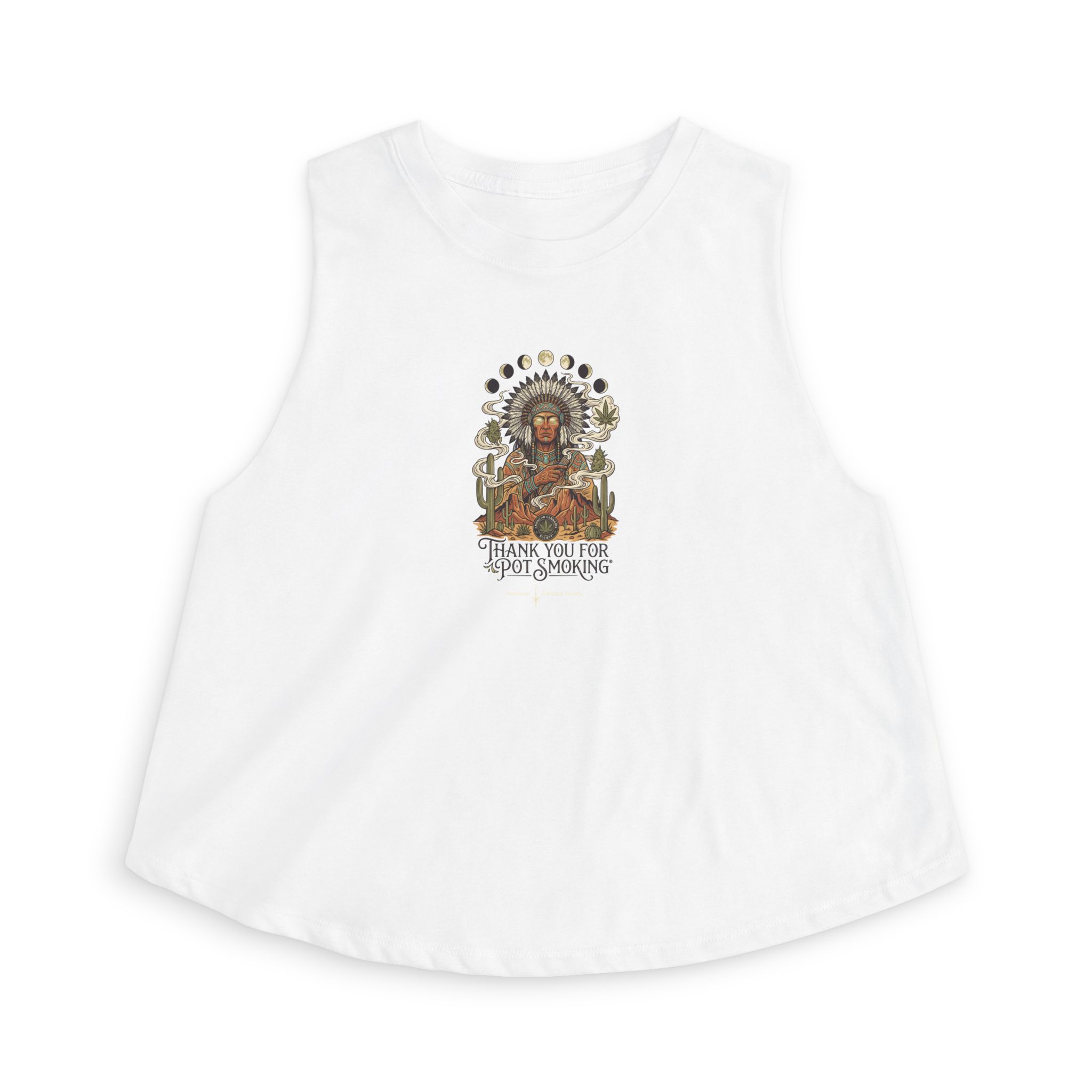 Thank You For Pot Smoking® Desert Chief Women's Crop Top – Solid White Blend