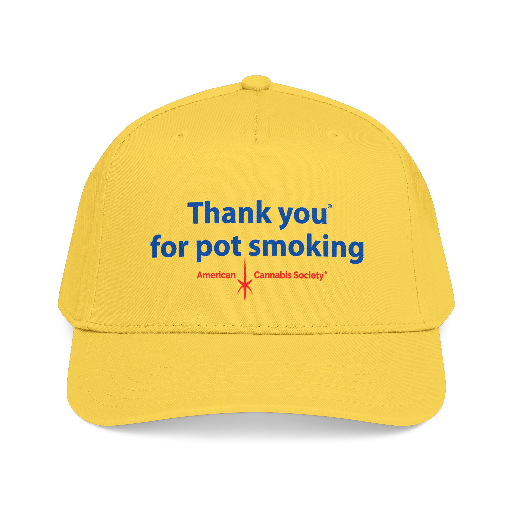 Thank You For Pot Smoking® Mid Profile Baseball Cap – Yellow
