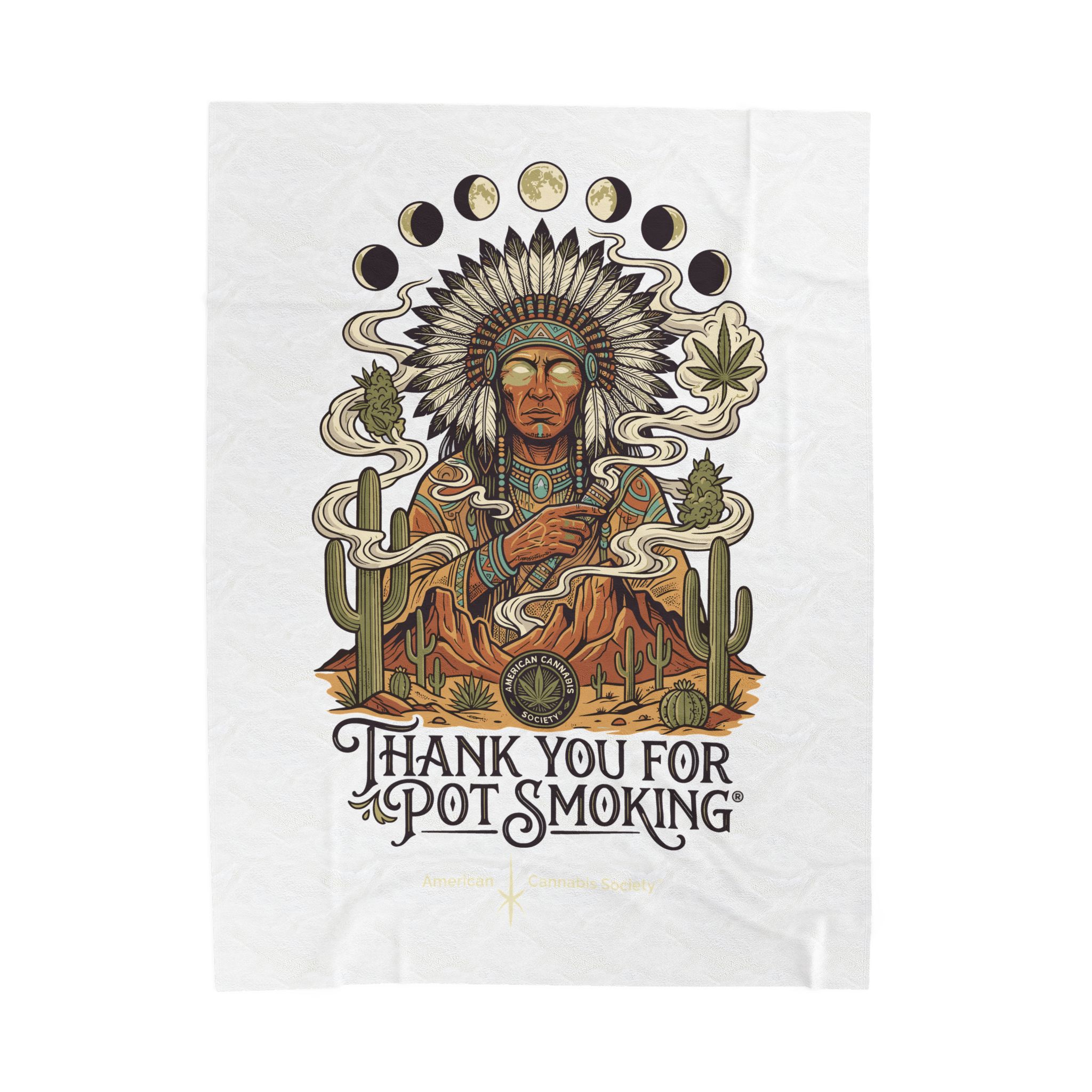 Thank You For Pot Smoking® Desert Chief Velveteen Plush Blanket – 60" × 80"