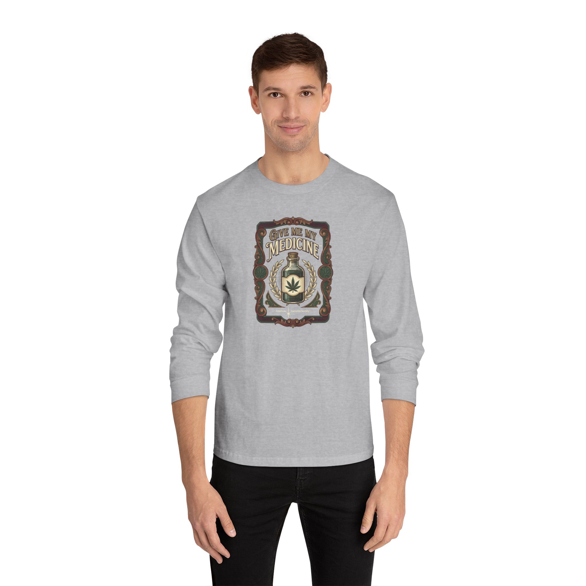 Give Me My Medicine™ Unisex Classic Long Sleeve Tee – Athletic Heather – view 3