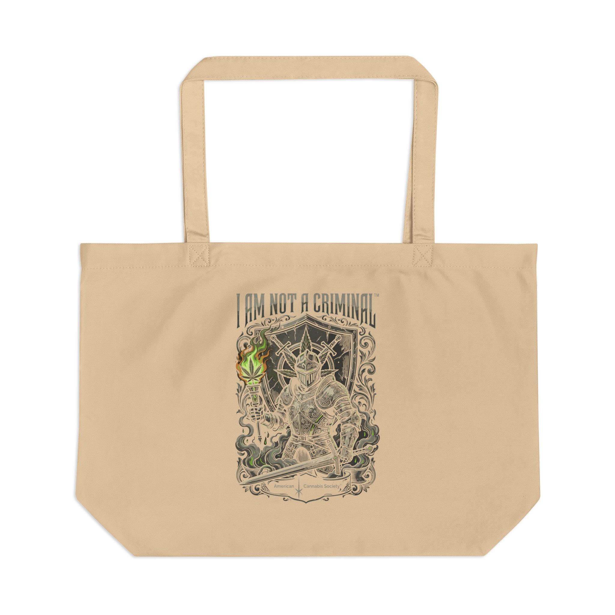 I Am Not A Criminal™ Knight Large Eco Tote — American Cannabis Society® Organic Cotton Tote