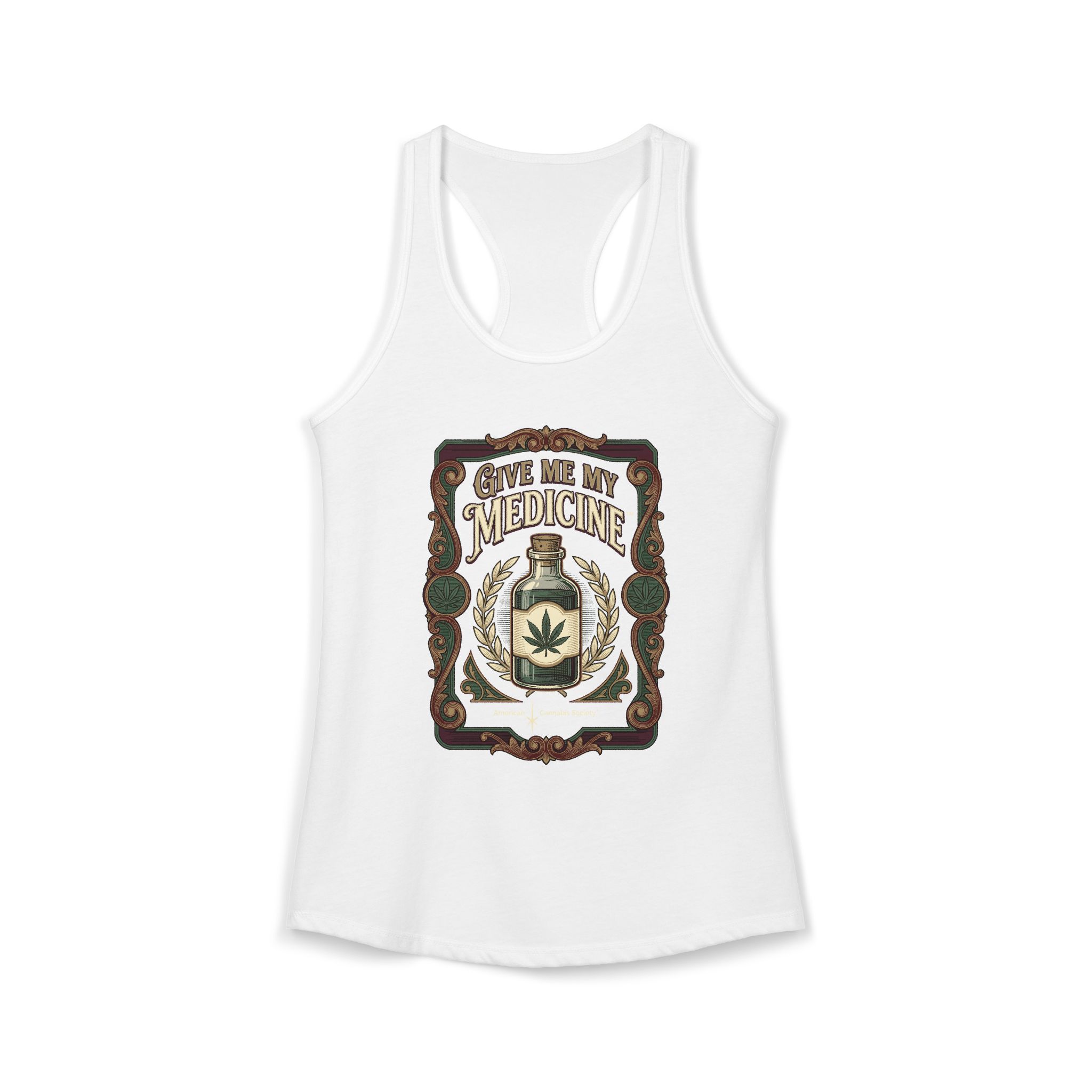Give Me My Medicine™ Women's Racerback Tank – Solid White