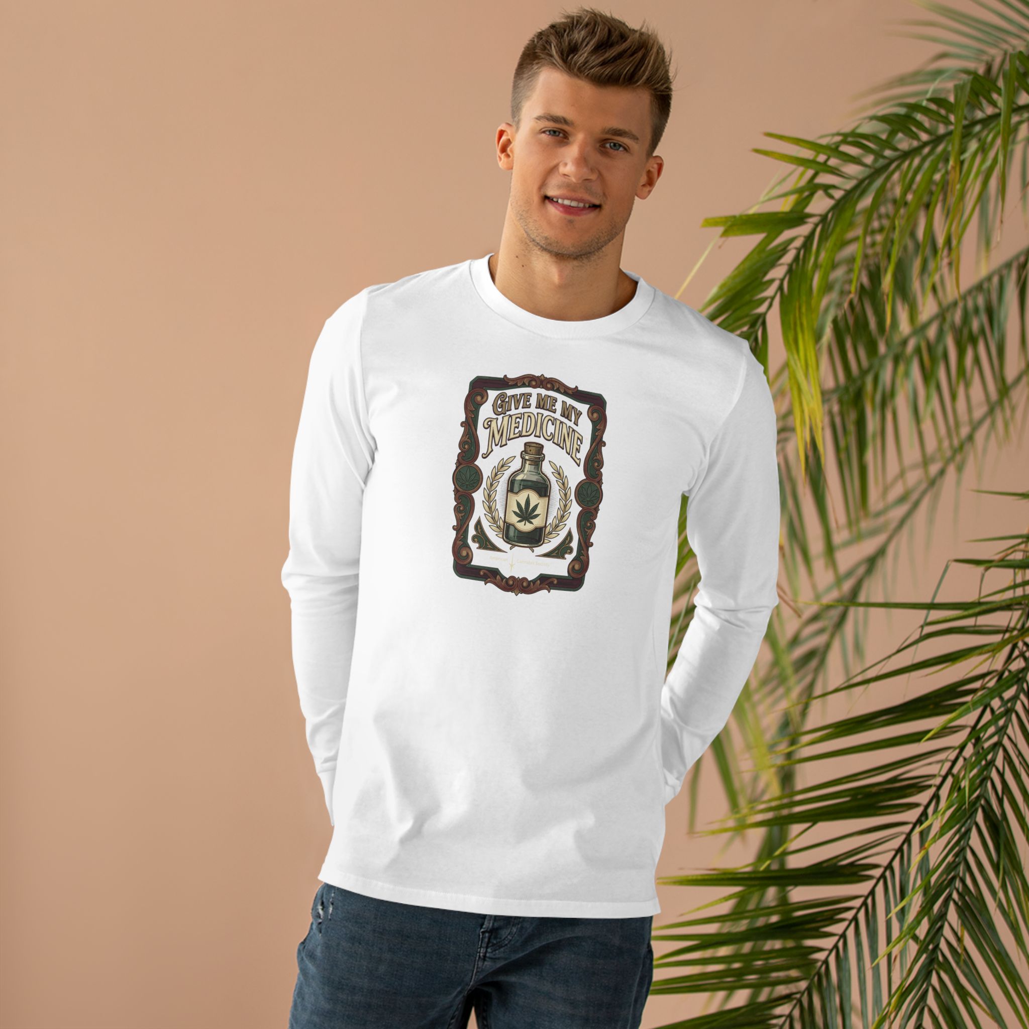 Give Me My Medicine™ Men's Long Sleeve Tee – White, view 3