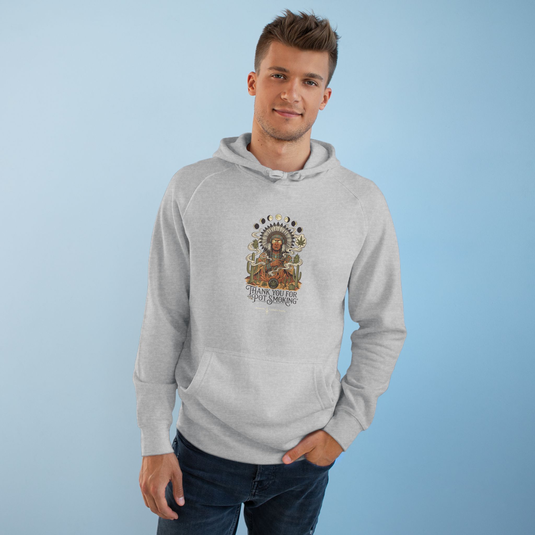 Thank You For Pot Smoking® Desert Chief Unisex Midweight Hoodie – Athletic Heather – view 3
