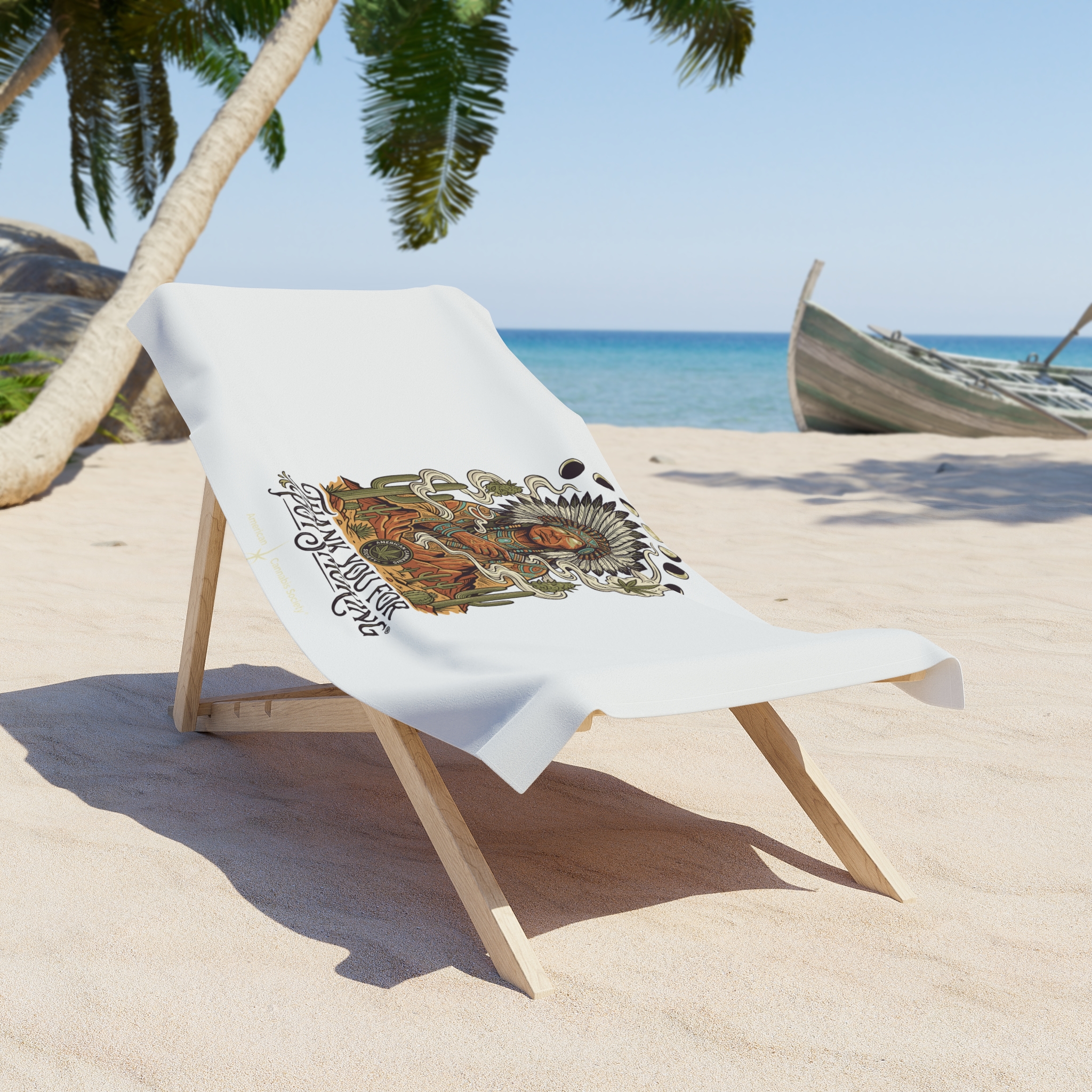 Thank You For Pot Smoking® Desert Chief Beach Towel – 30" × 60" – view 2