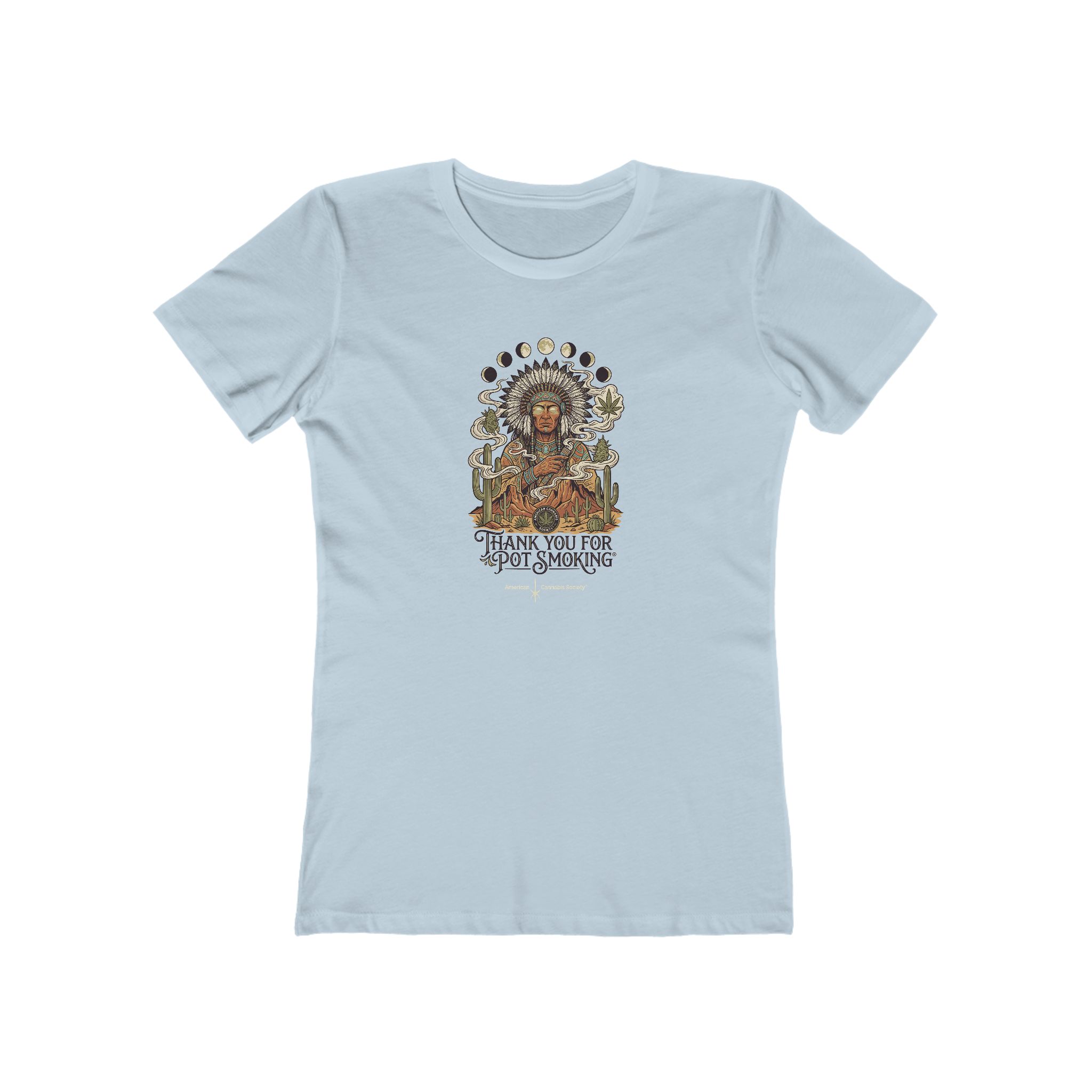 Thank You For Pot Smoking® Desert Chief Women's Boyfriend Tee – Solid Light Blue