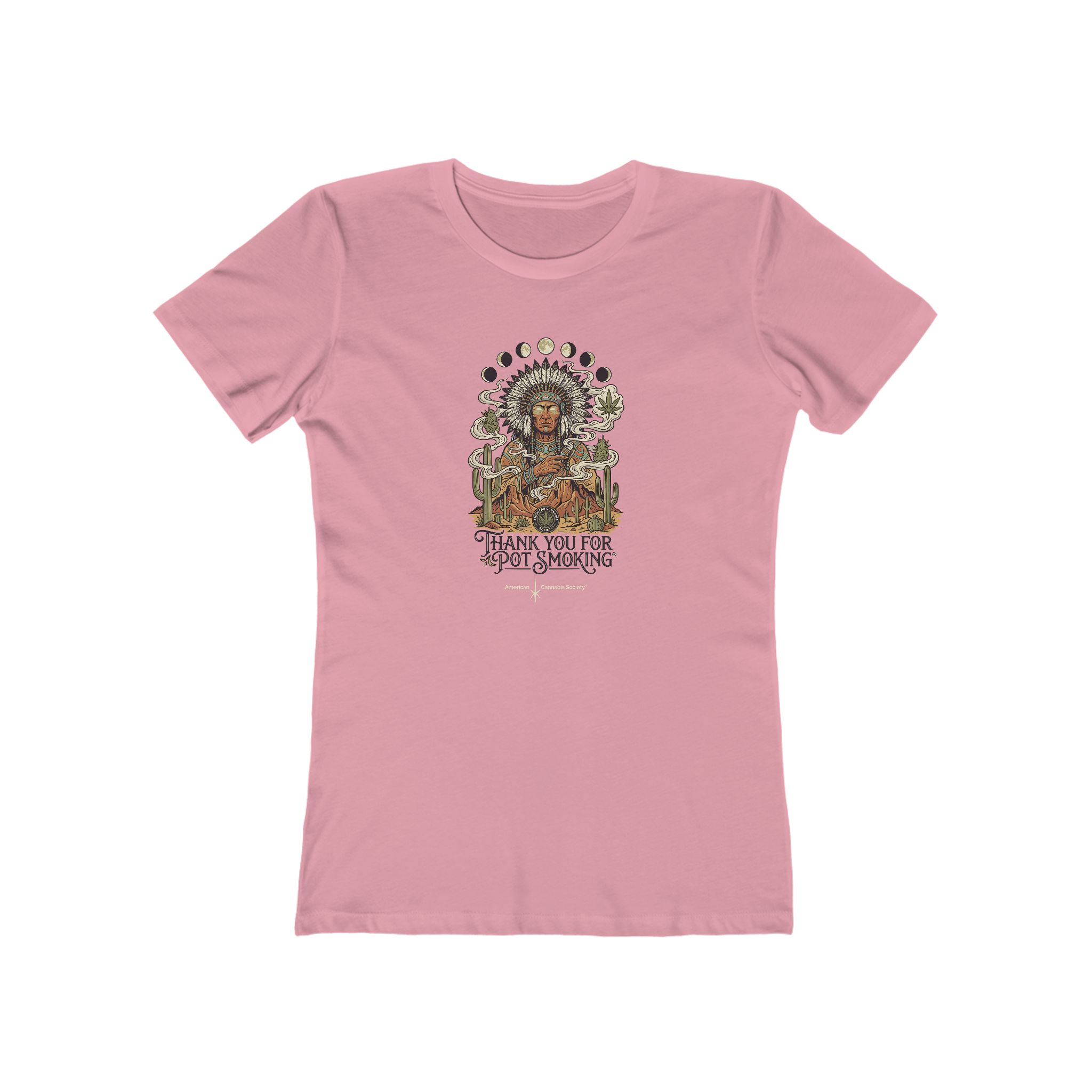 Thank You For Pot Smoking® Desert Chief Women's Boyfriend Tee – Solid Light Pink