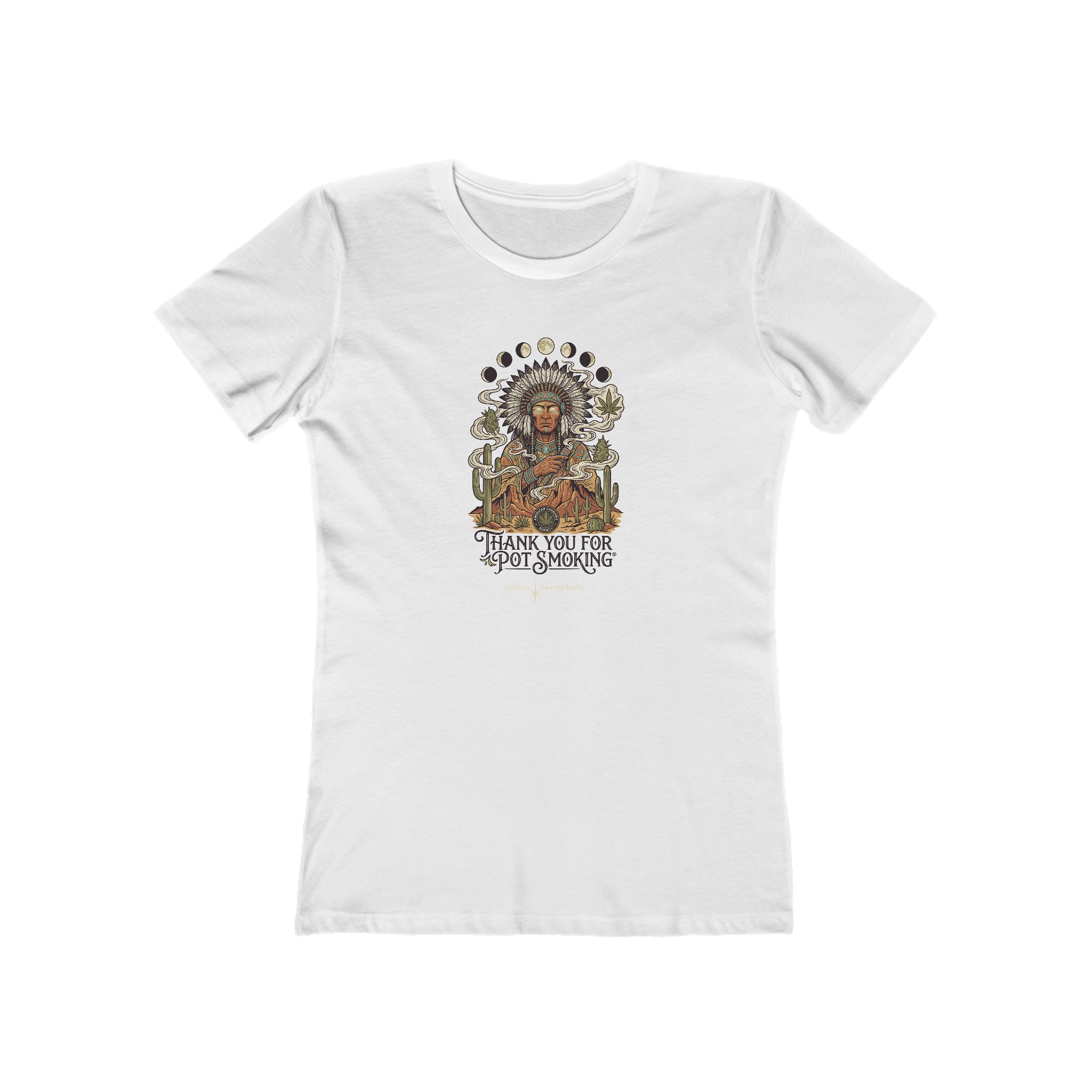 Thank You For Pot Smoking® Desert Chief Women's Boyfriend Tee – Solid White