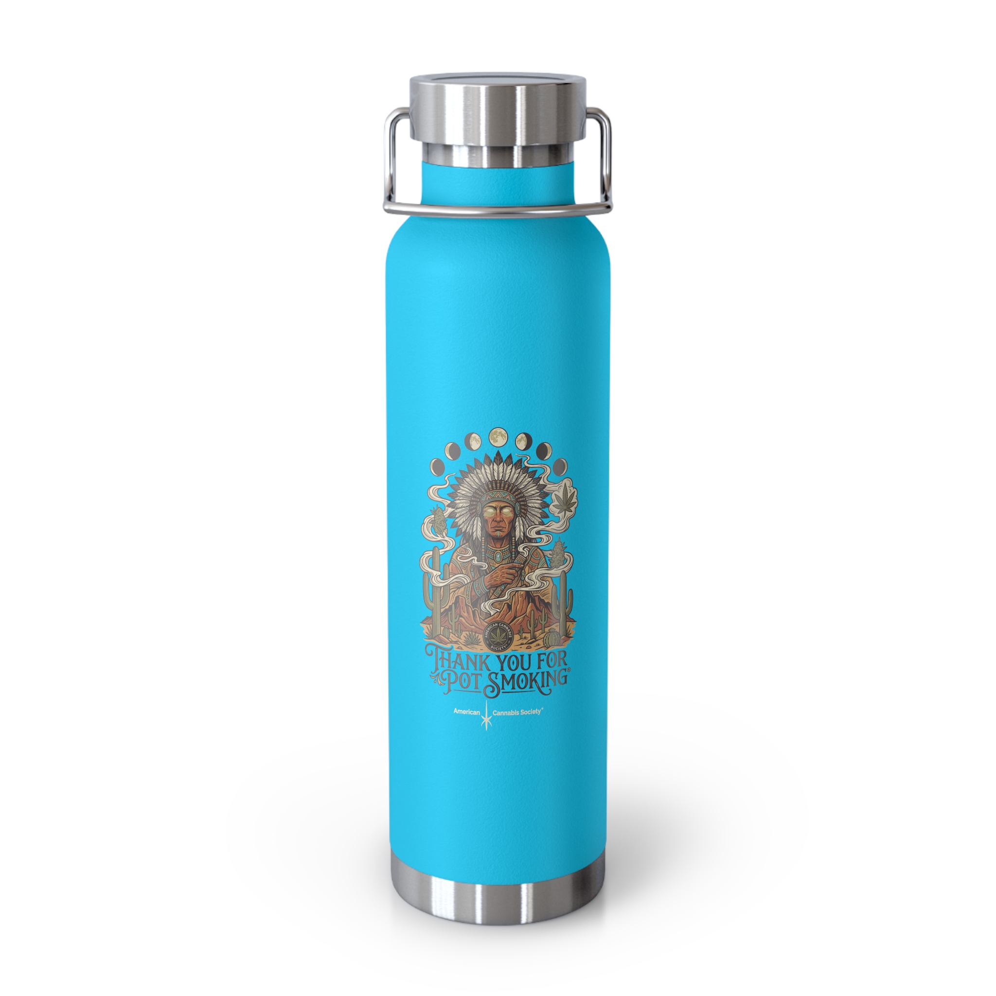 Thank You For Pot Smoking® Desert Chief Copper Insulated Bottle, 22oz – Pebble Blue