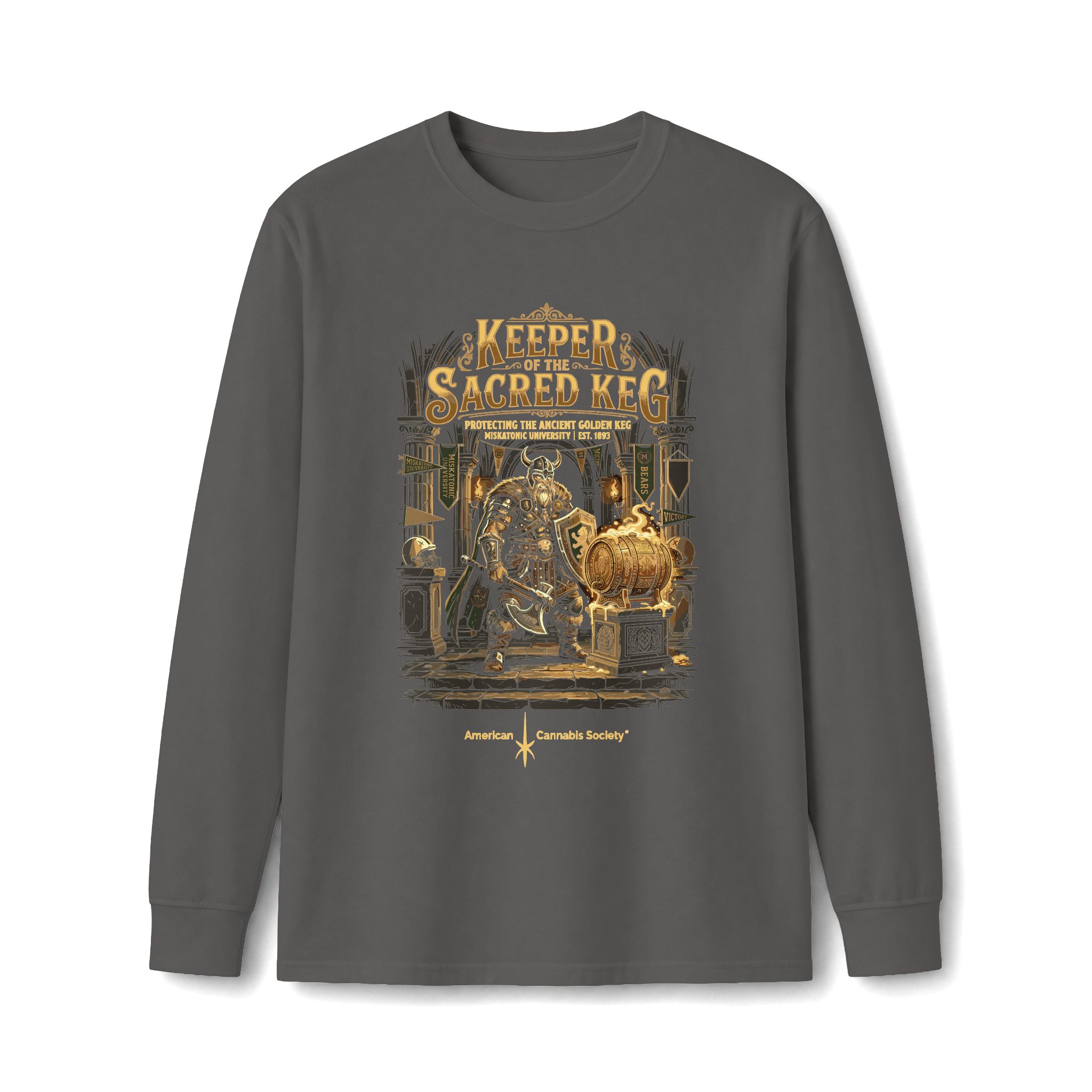 Keeper of the Sacred Keg Long Sleeve Tee – Charcoal
