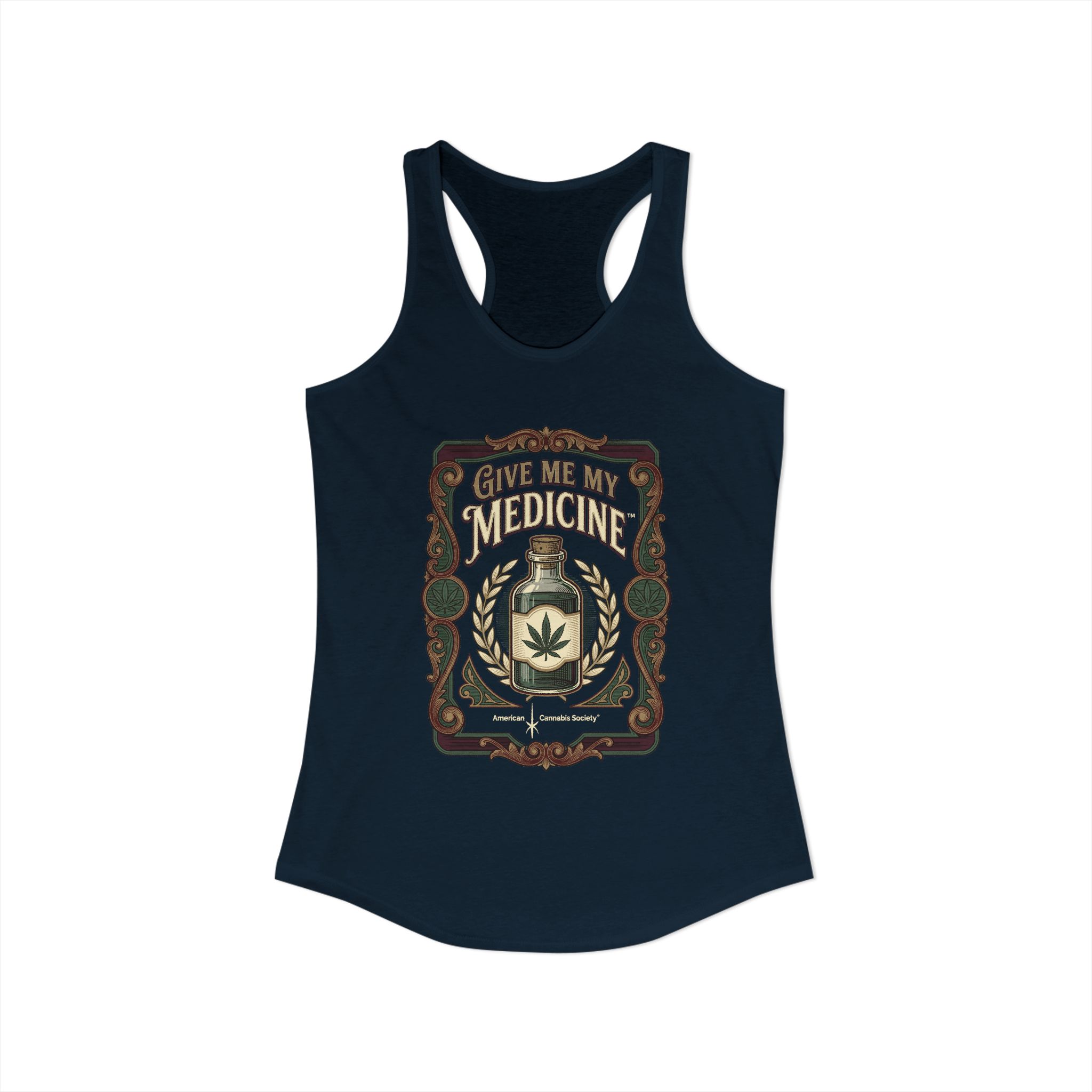 Give Me My Medicine™ Women's Racerback Tank – Solid Midnight Navy – view 2