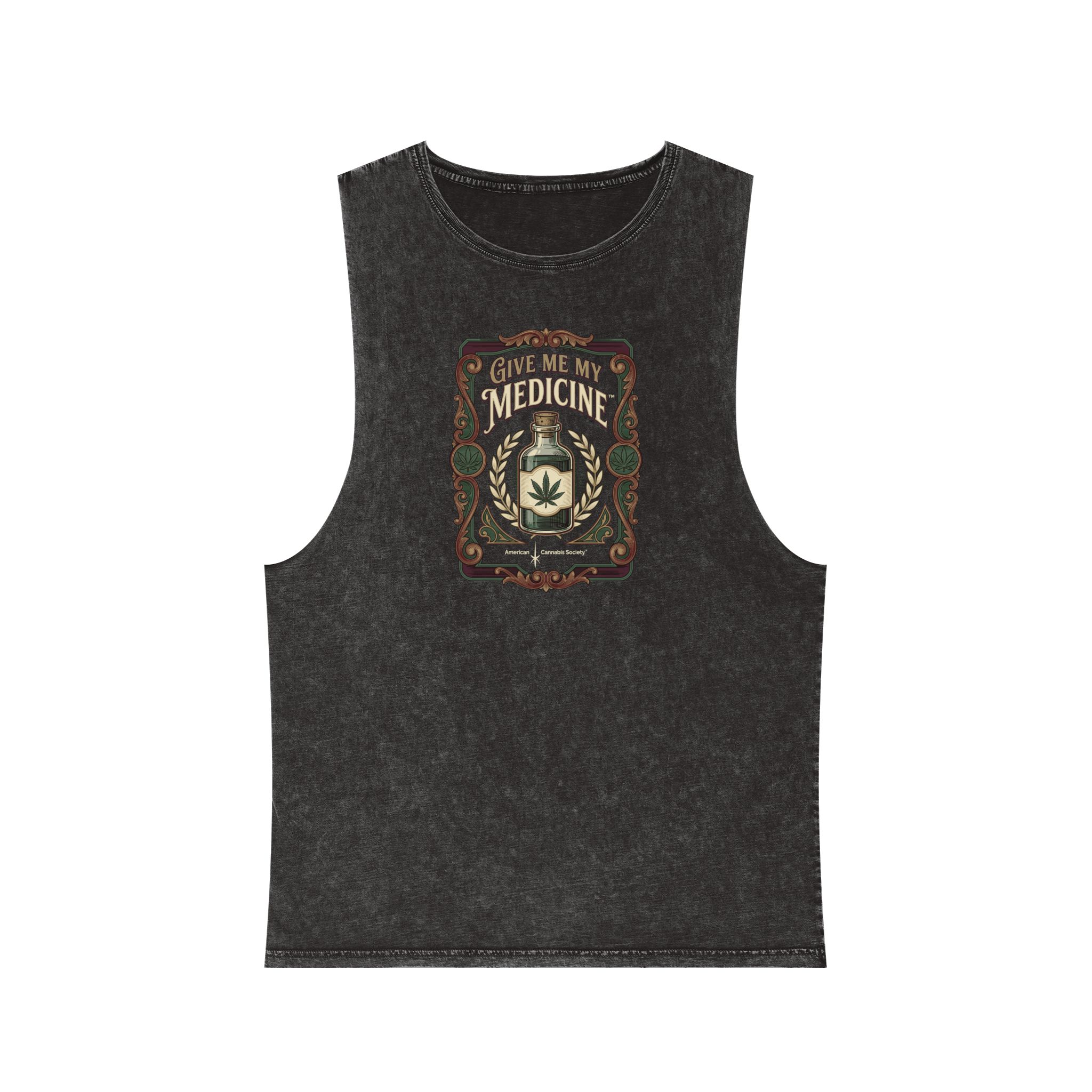 Give Me My Medicine™ Unisex Stonewash Tank Top – Black Stone