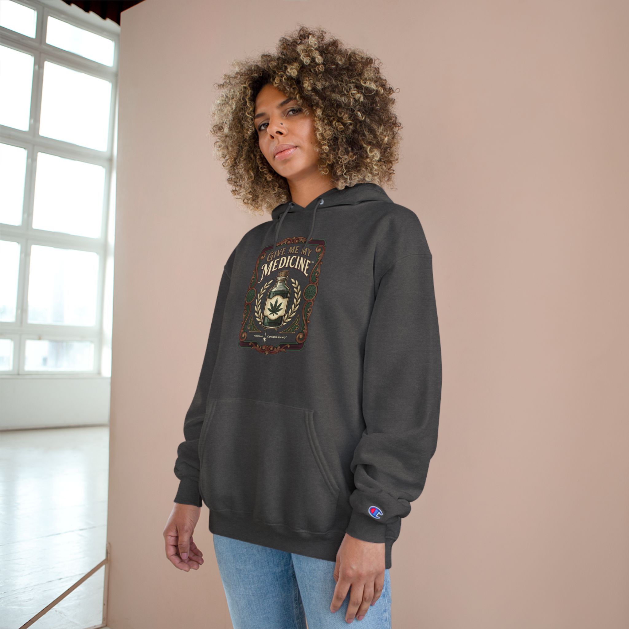 Give Me My Medicine™ Heavyweight Pullover Hoodie – Charcoal Heather, view 4