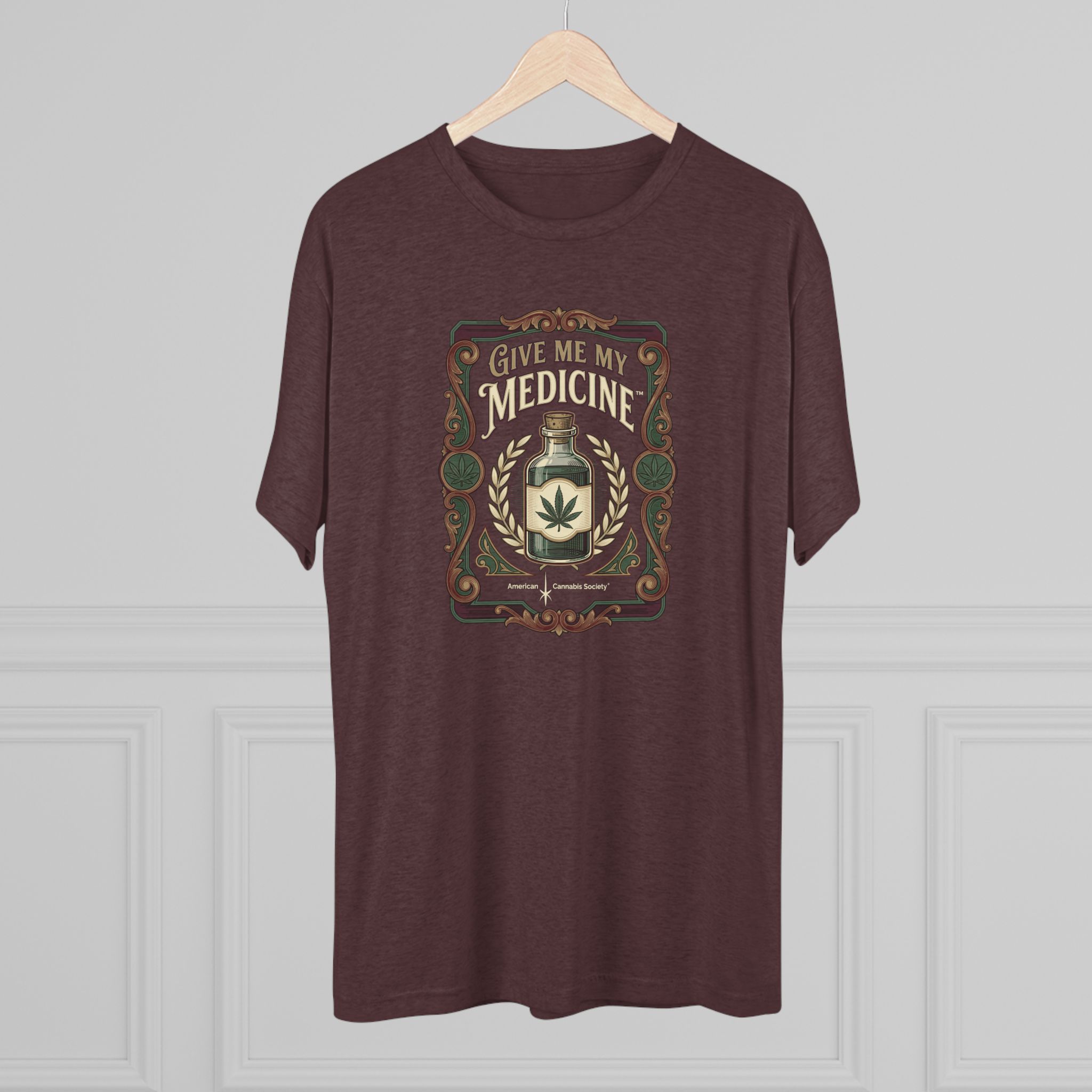 Give Me My Medicine™ Unisex Tri-Blend Crew Tee – Tri-Blend Cardinal Black – view 4