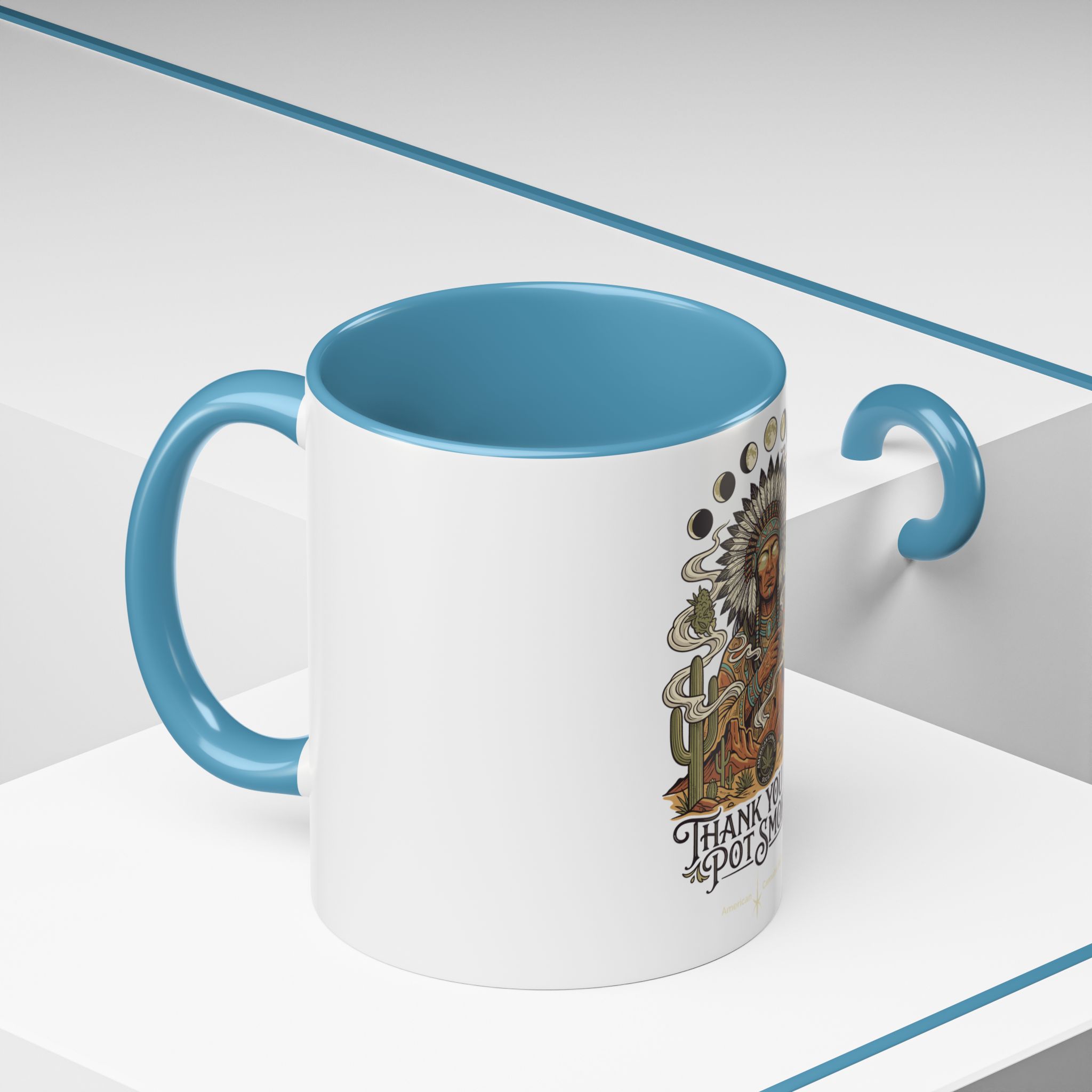 Thank You For Pot Smoking® Colored Interior Coffee Mug – Light Blue – view 6