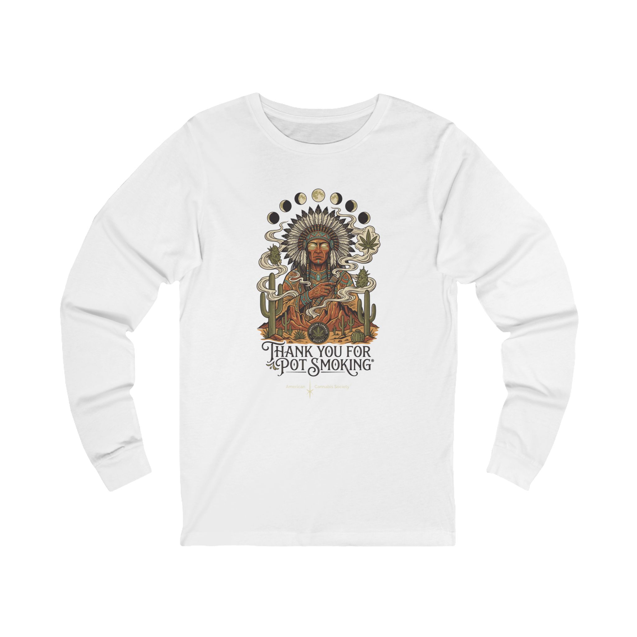 Thank You For Pot Smoking® Desert Chief Unisex Jersey Long Sleeve Tee – White