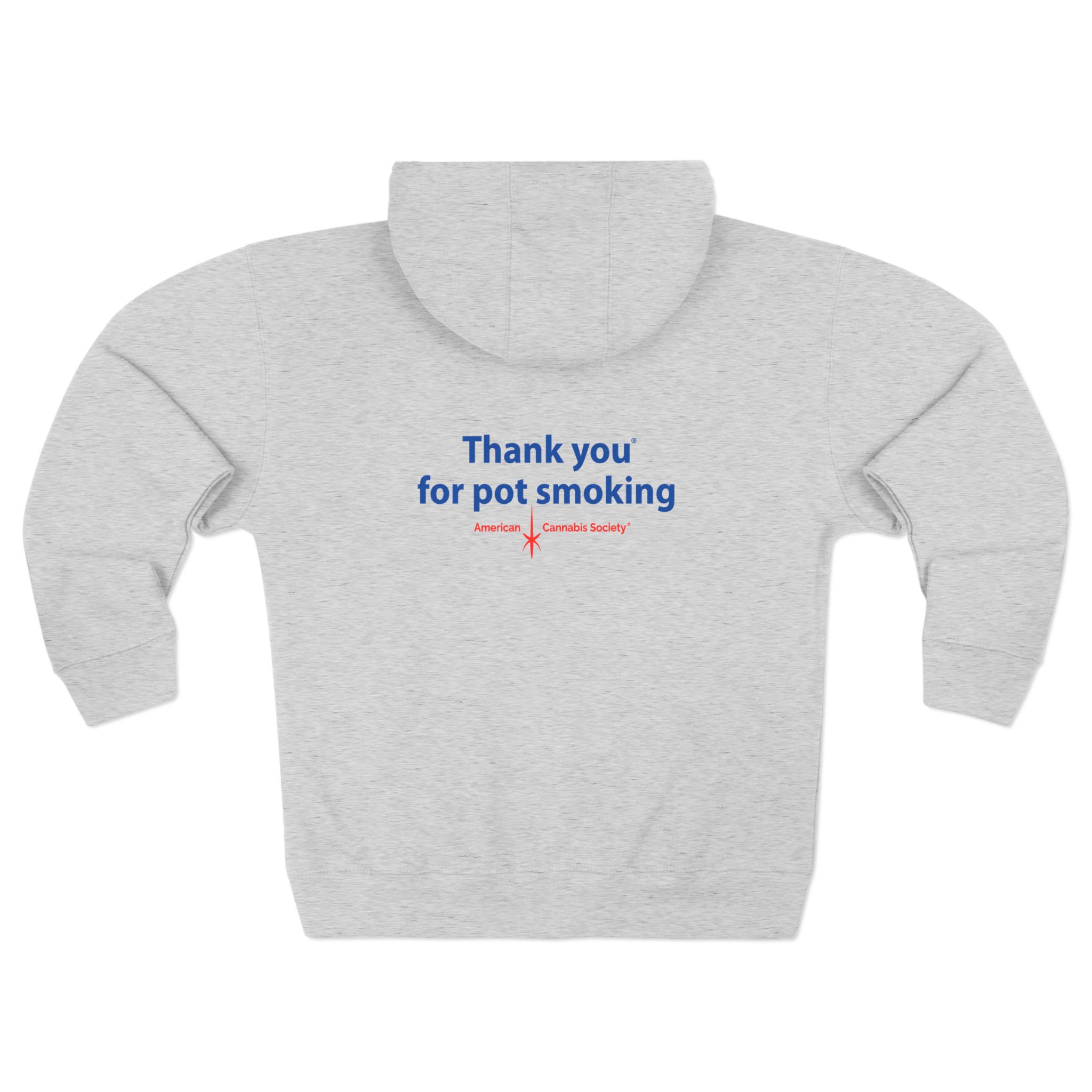 Thank You For Pot Smoking® Unisex Zip Hoodie – Heather Grey – view 2