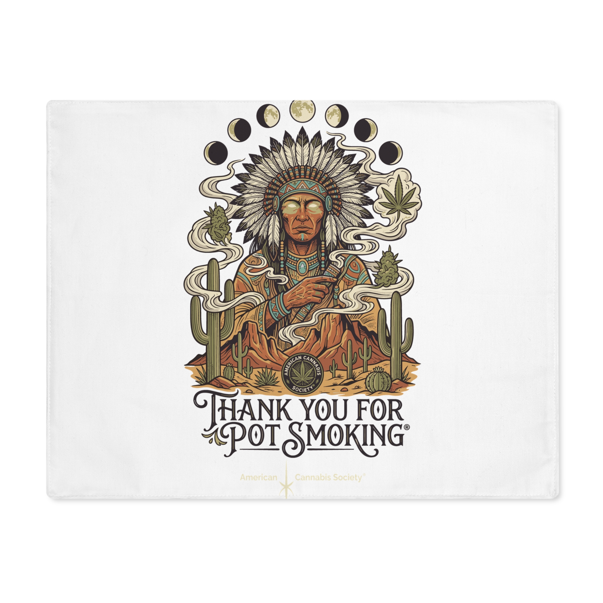 Thank You For Pot Smoking® Desert Chief Cotton Placemat – 18" × 14"