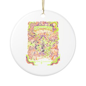 Getting Nice™ Psychedelic Mushrooms Ceramic Ornament — American Cannabis Society® Christmas Ornament