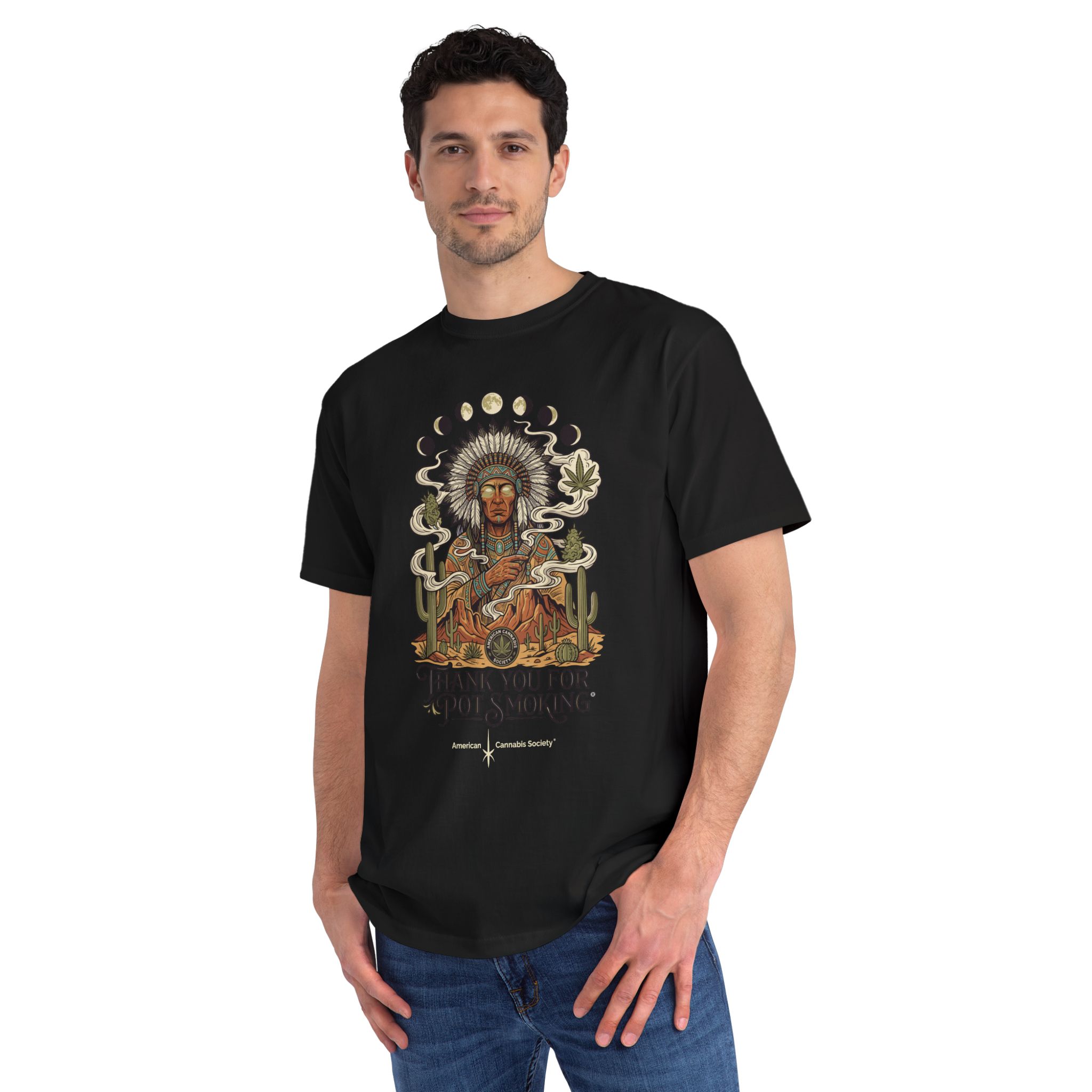 Thank You For Pot Smoking® Desert Chief Organic Unisex Classic Tee – Black – view 3