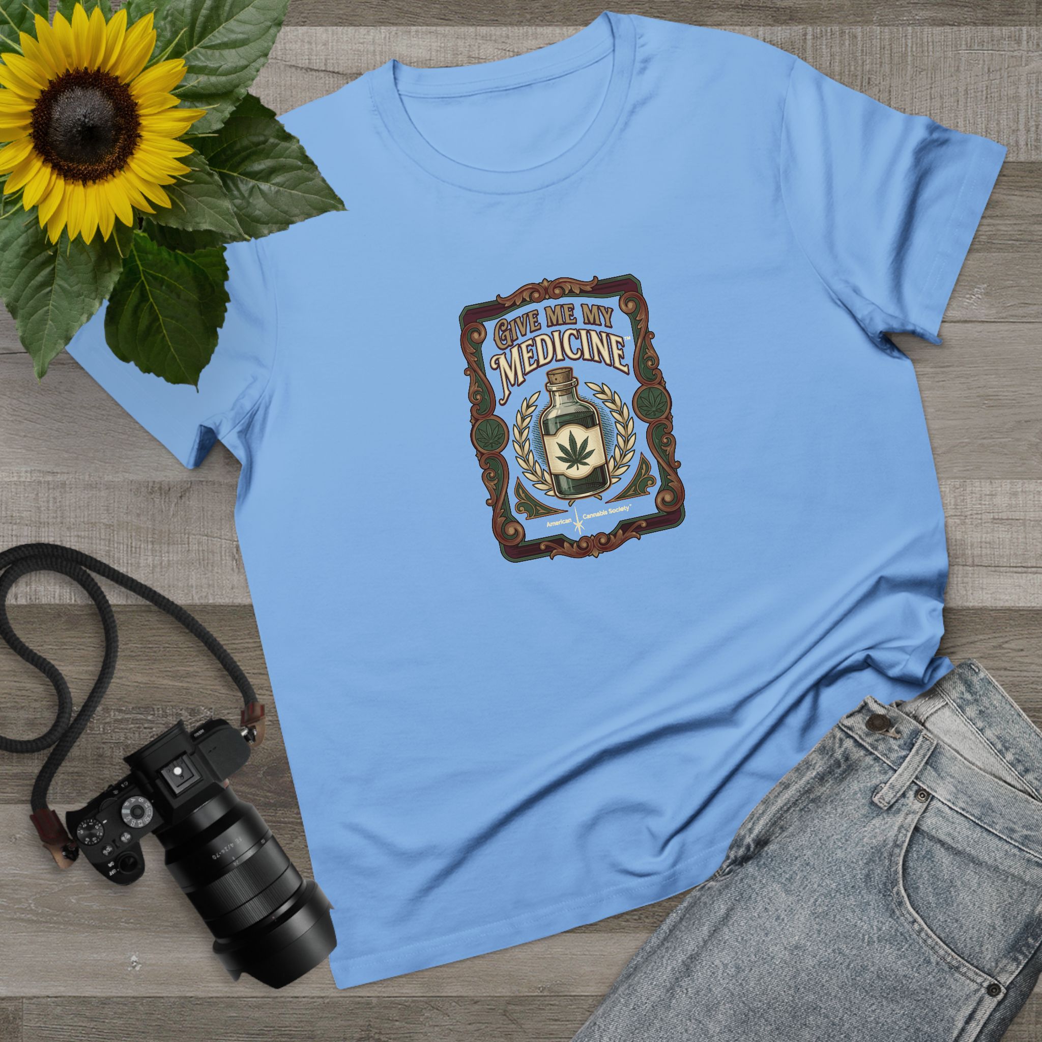 Give Me My Medicine™ Women's Maple Tee – Carolina Blue, view 3