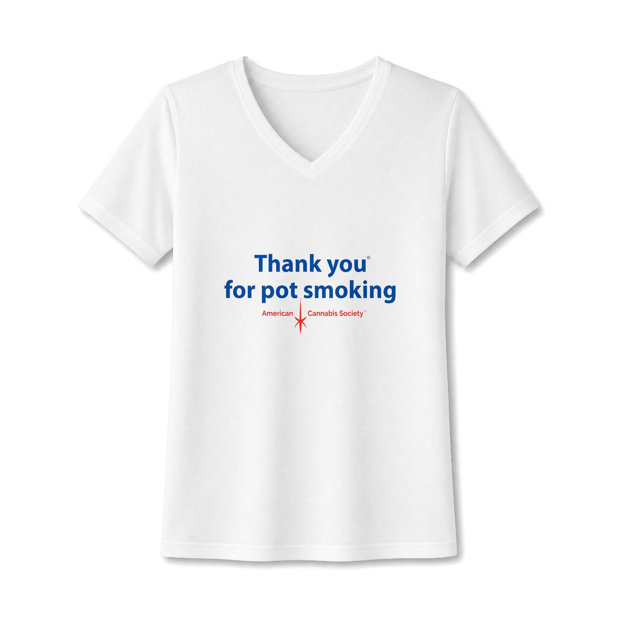 Thank You For Pot Smoking® Women's Mesh Performance V-Neck – White