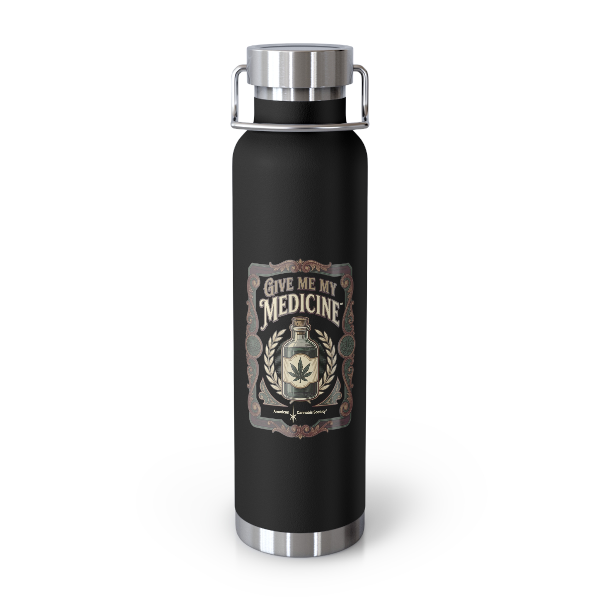Give Me My Medicine™ Copper Insulated Bottle, 22oz – Black
