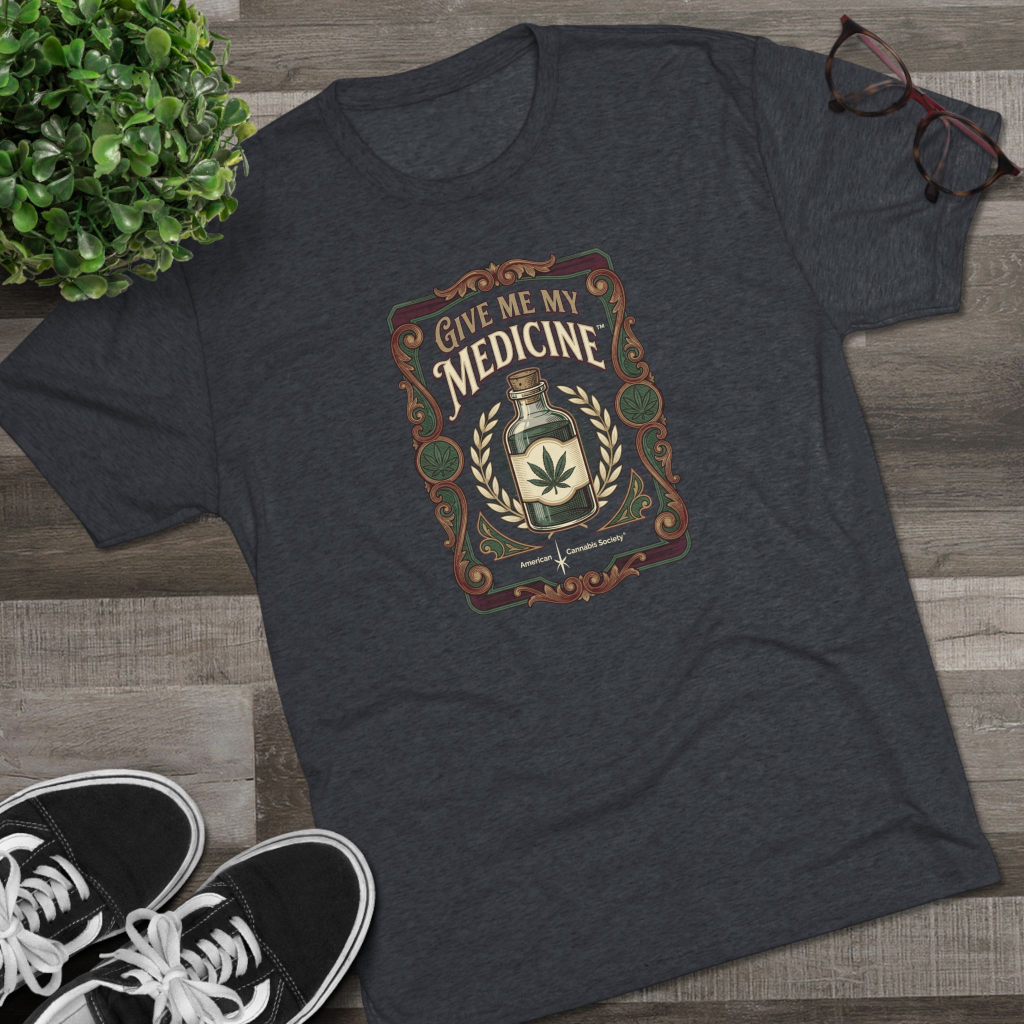 Give Me My Medicine™ Unisex Tri-Blend Crew Tee – Tri-Blend Vintage Navy – view 3