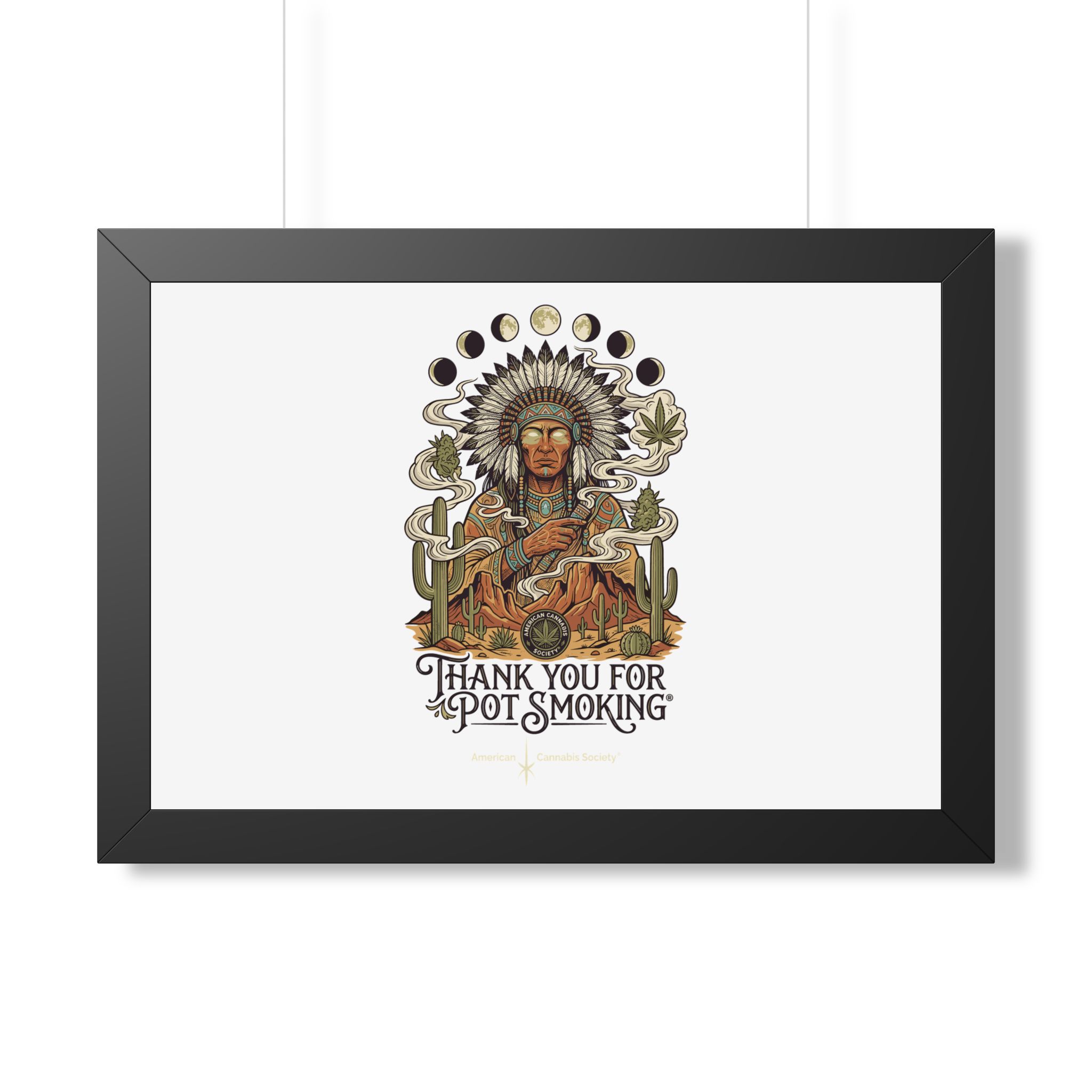 Thank You For Pot Smoking® Desert Chief Framed Horizontal Poster – Black