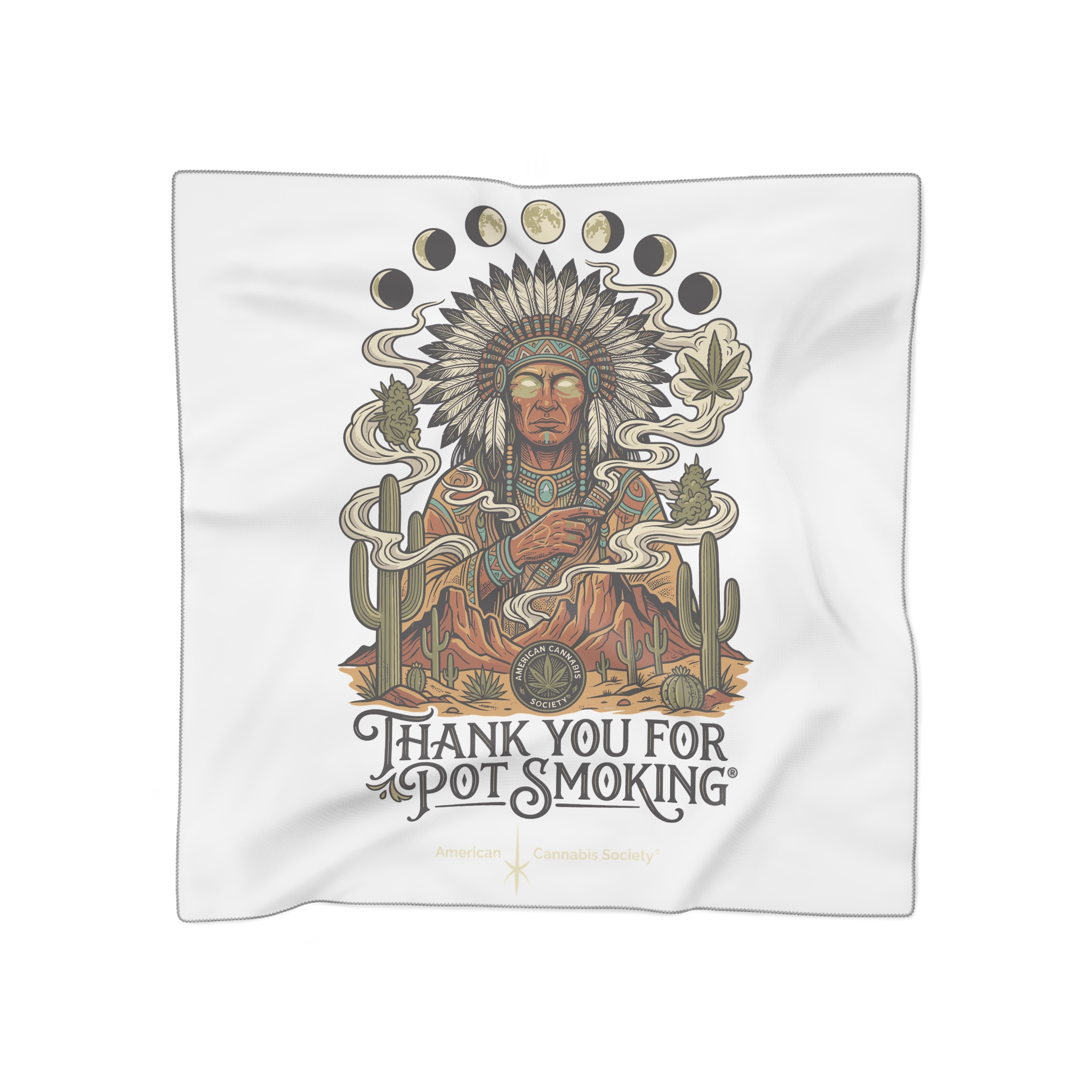 Thank You For Pot Smoking® Desert Chief Poly Scarf – 25" × 25"