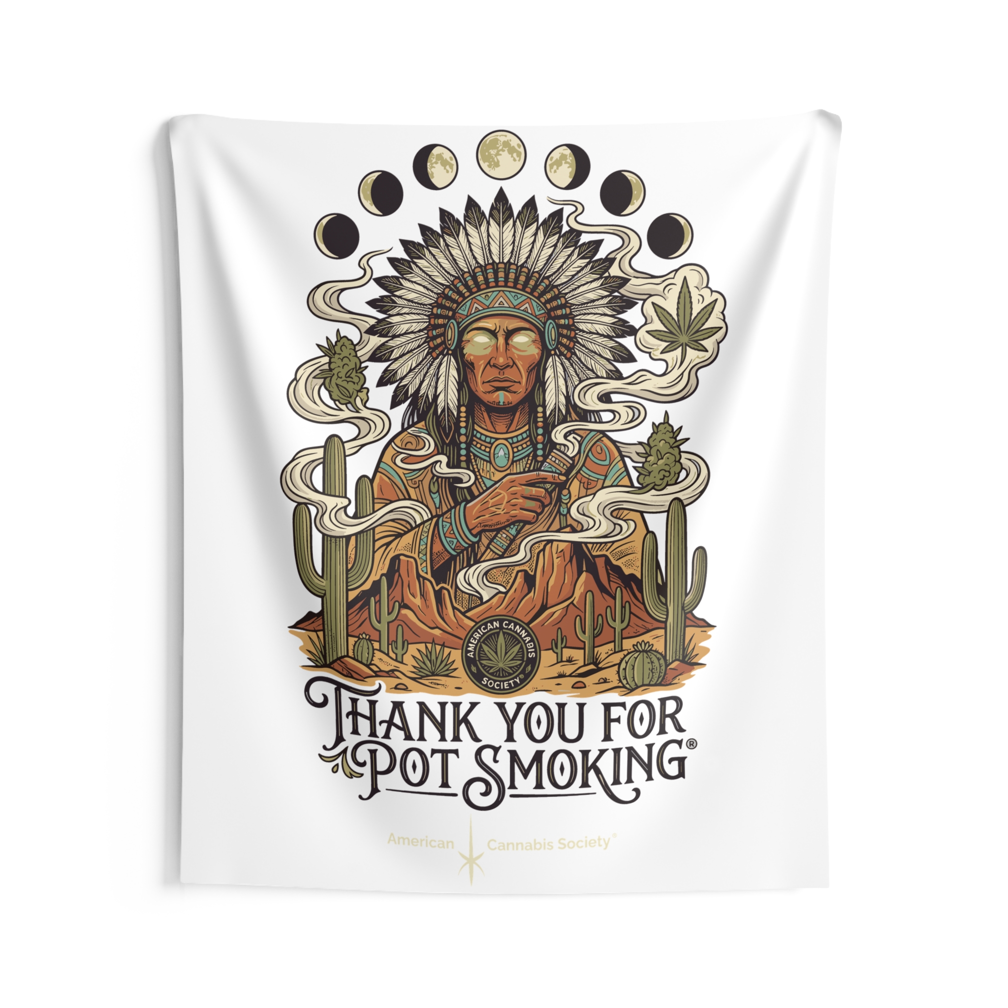 Thank You For Pot Smoking® Desert Chief Indoor Wall Tapestry – 68" × 80"