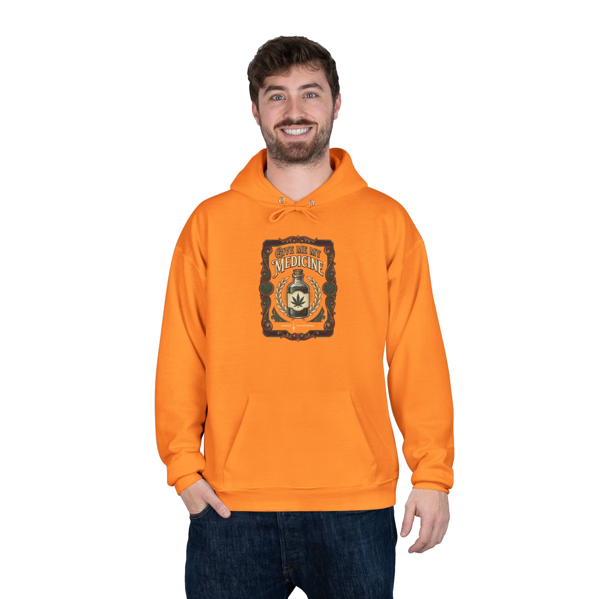 Give Me My Medicine™ Unisex Pullover Hoodie – Safety Orange – view 4