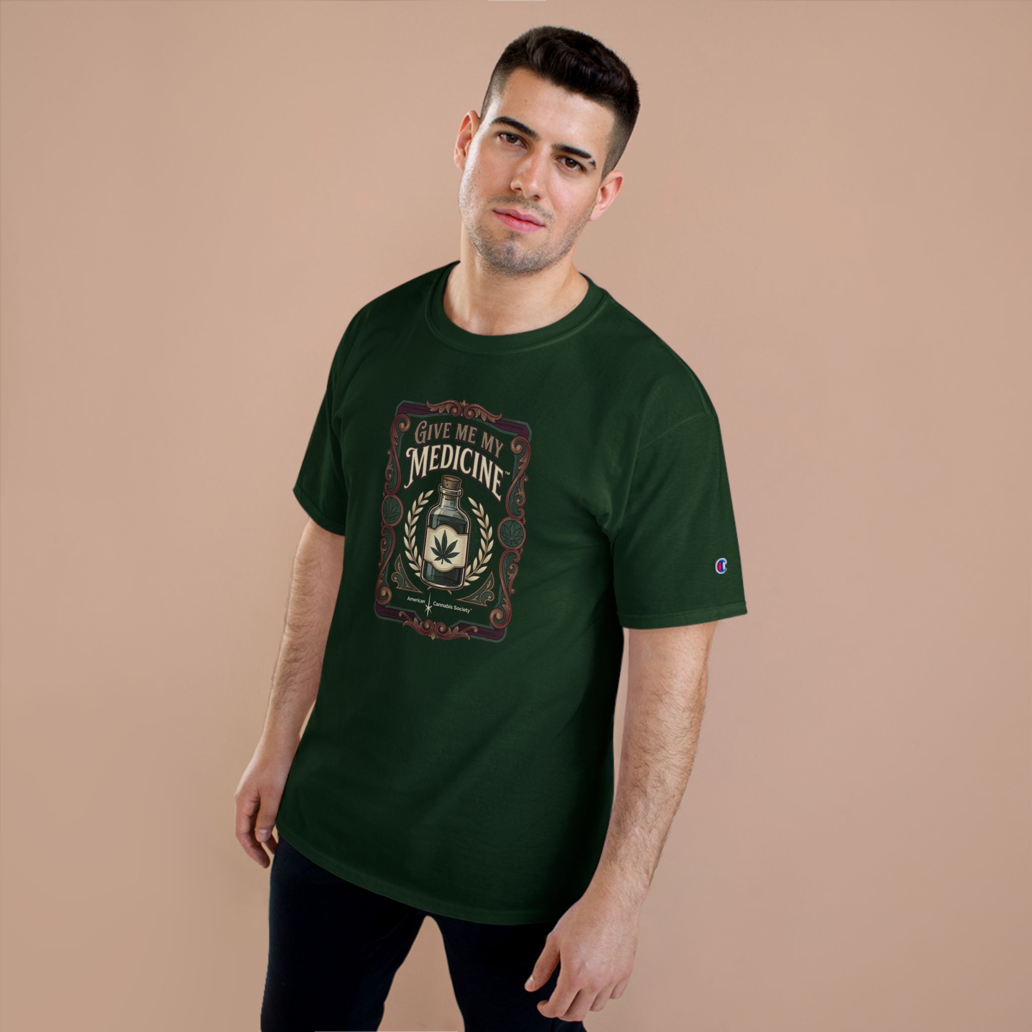 Give Me My Medicine™ Classic Cotton Tee – Dark Green, view 3
