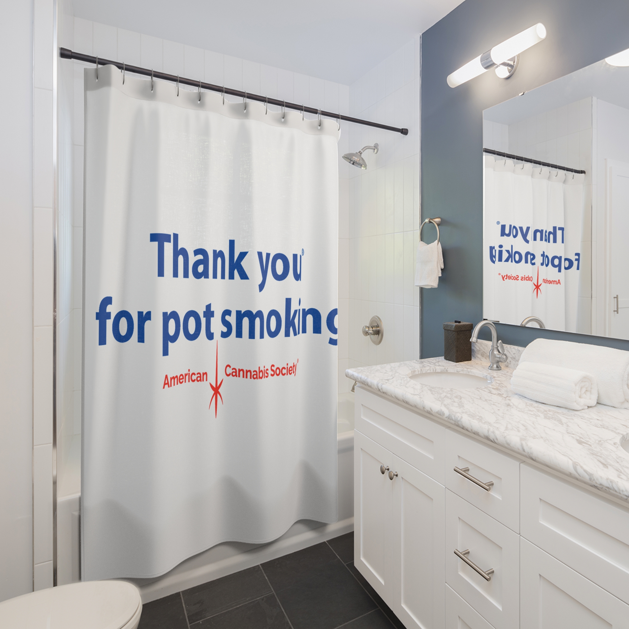 Thank You For Pot Smoking® Shower Curtain — American Cannabis Society® Bathroom Decor - Image 3