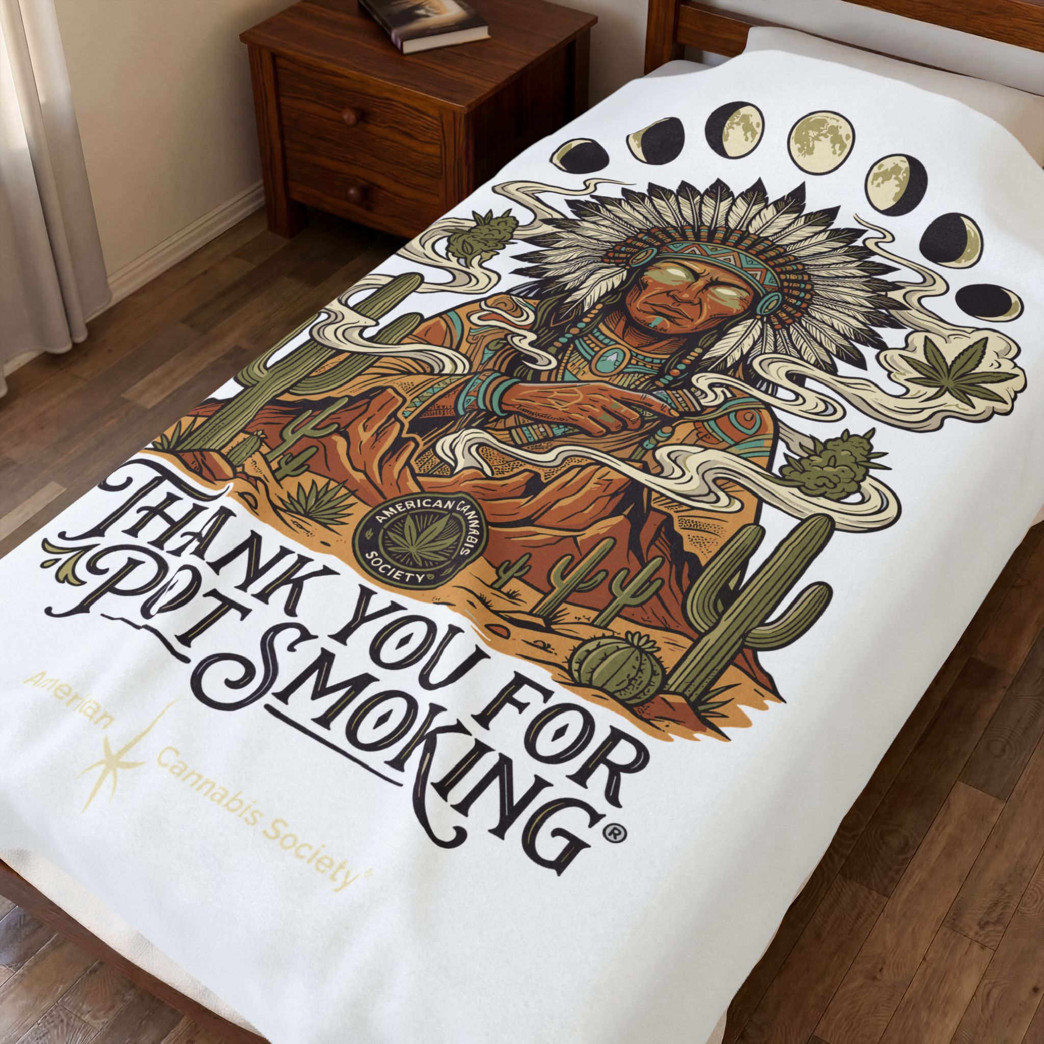 Thank You For Pot Smoking® Desert Chief Velveteen Plush Blanket – 60" × 80" – view 3